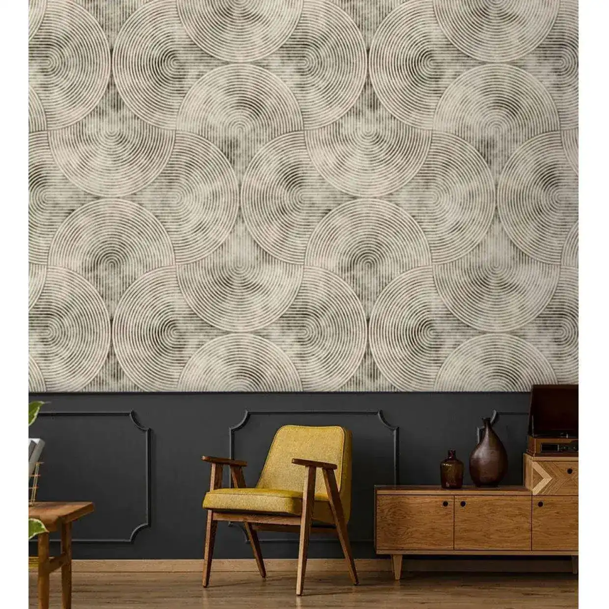 Neutral Beige Abstract Geometric Wall Paper - Image 4