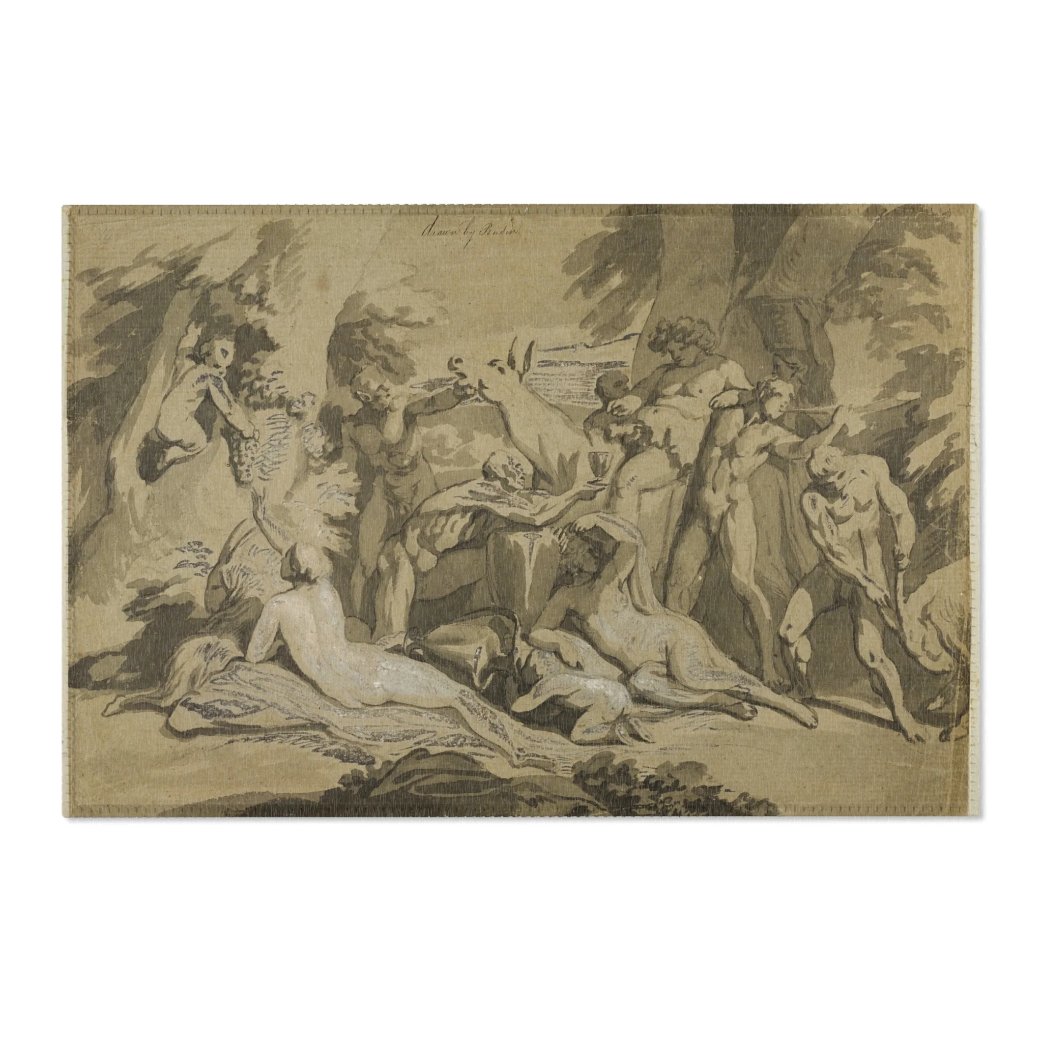 Nicolas Poussin - Drunken Silenus Satyr and Nymphs | Area Rug - Image 4