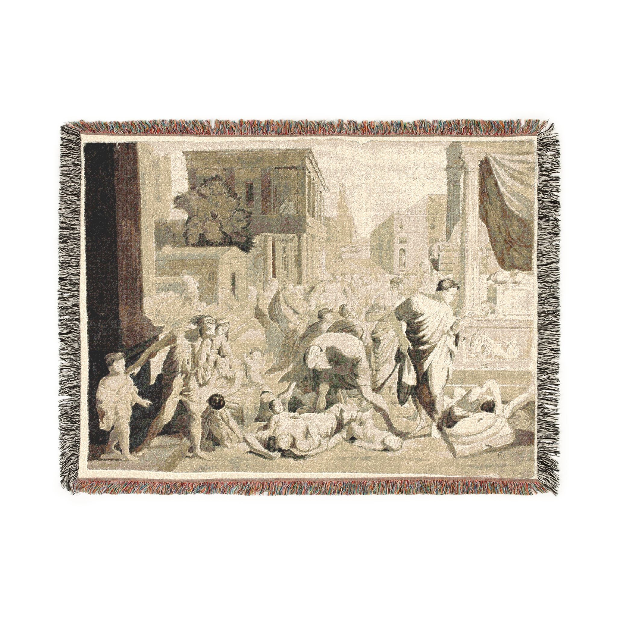 Nicolas Poussin - Plague of Ashdod | Woven Tapestry Blanket - Image 10