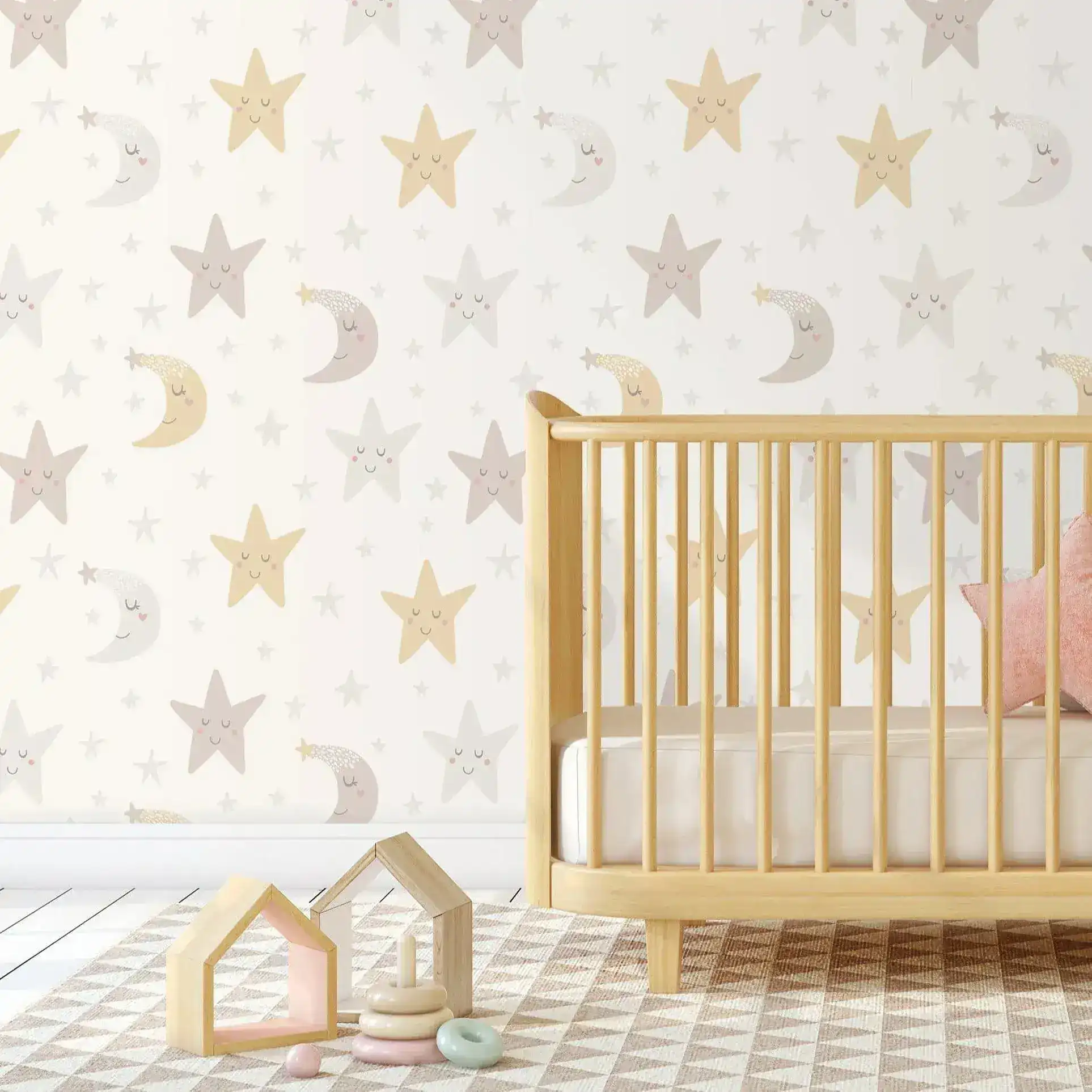 Night Sky Moon and Stars Nursery Removable Wallpaper - Image 3