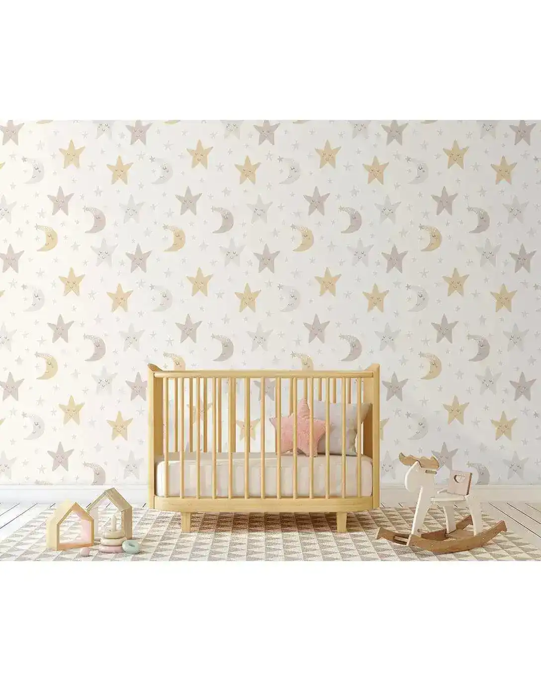 Night Sky Moon and Stars Nursery Removable Wallpaper - Image 5