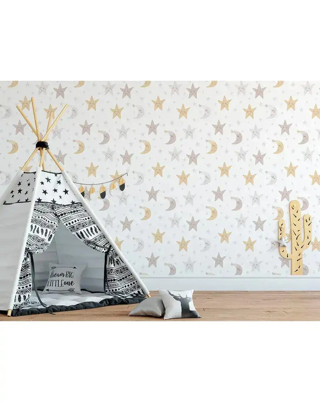 Night Sky Moon and Stars Nursery Removable Wallpaper - Image 6