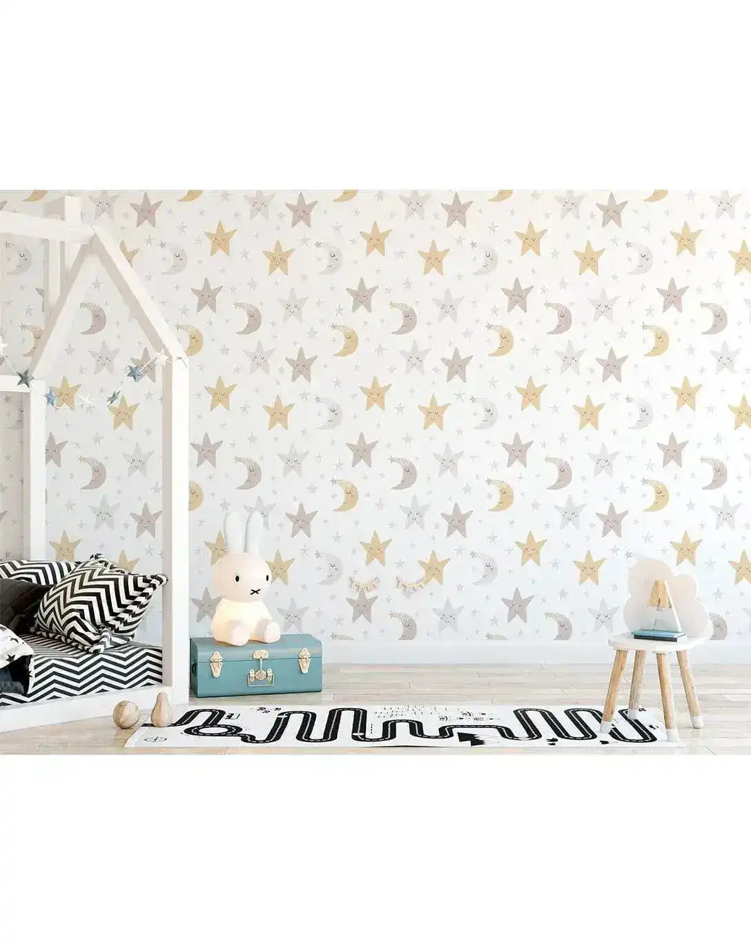Night Sky Moon and Stars Nursery Removable Wallpaper - Image 8