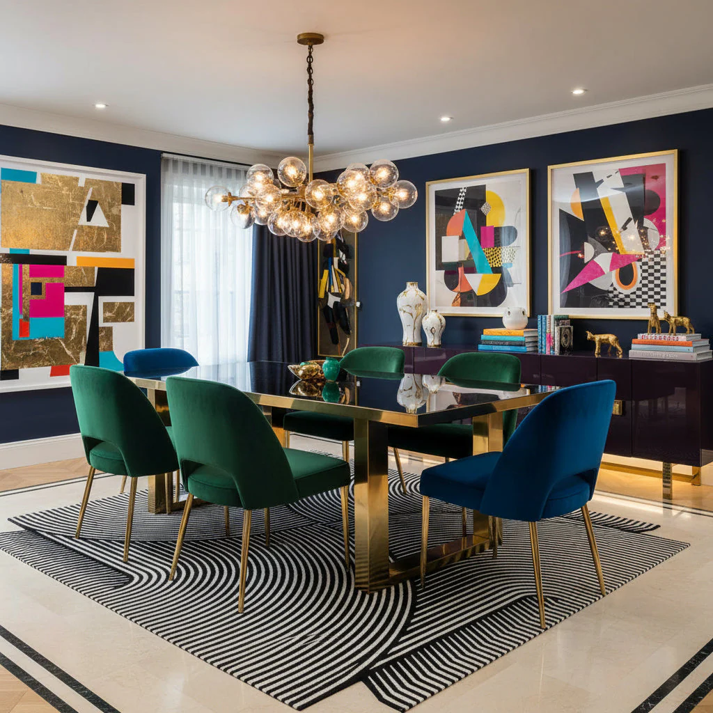 Noir Horizon Illusion Square Hand Tufted Wool Rug - Image 3