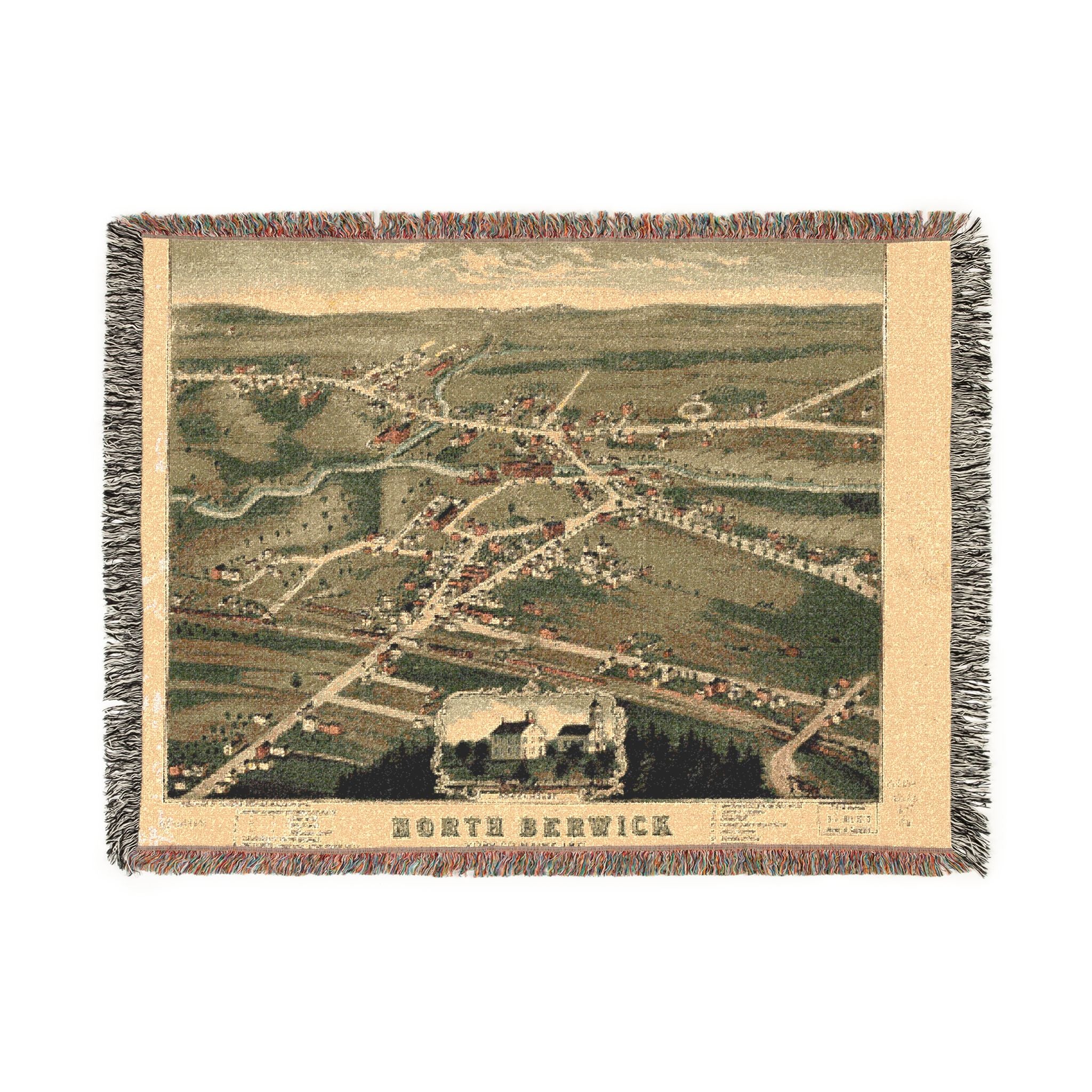 North Berwick, York Co., Maine 1877 Woven Throw Blanket - Image 6