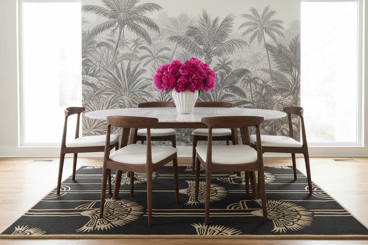 Obsidian Gilded Bloom Hand Tufted Wool Rug - Image 2