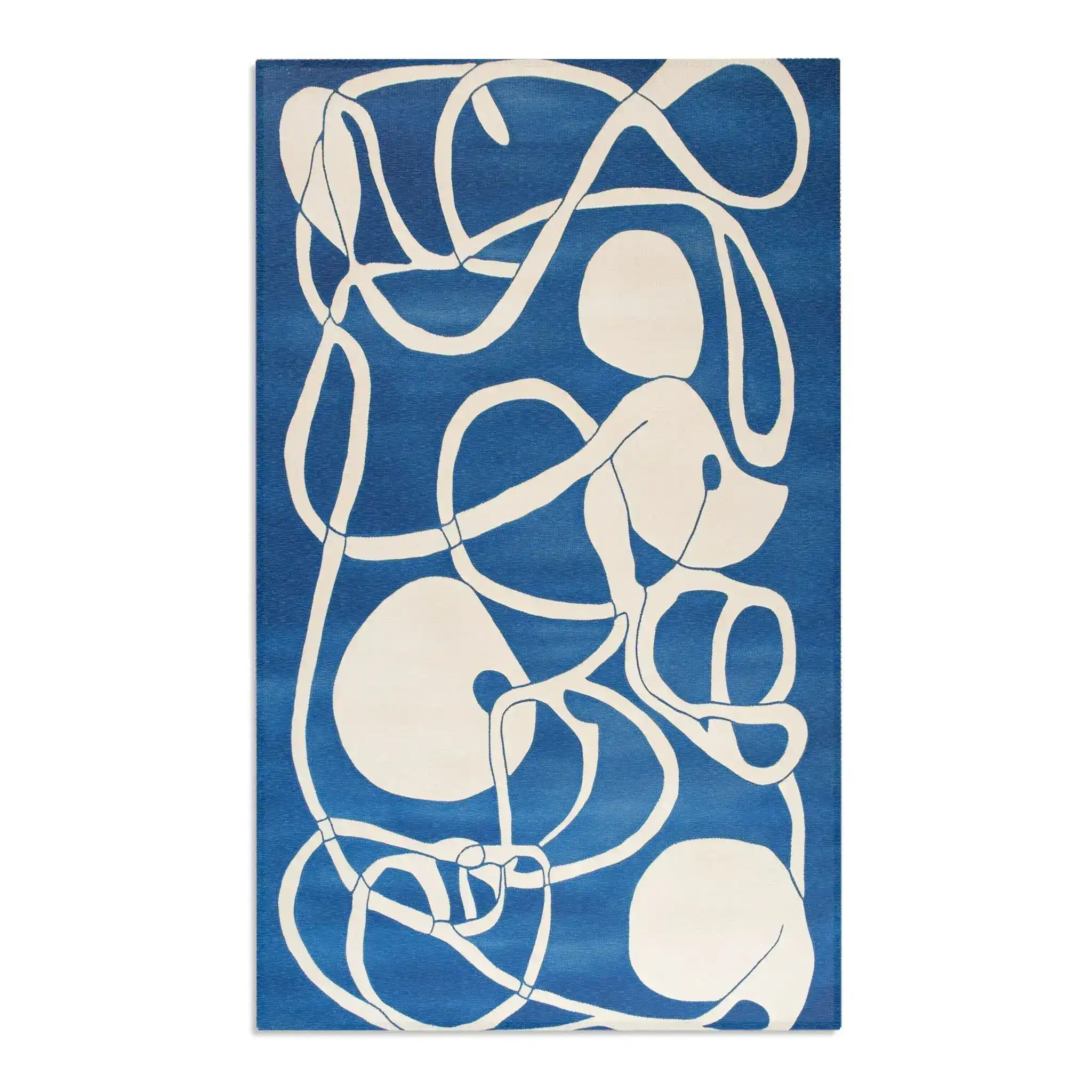 Ocean Flow Abstract Blue and White Rug - Image 5