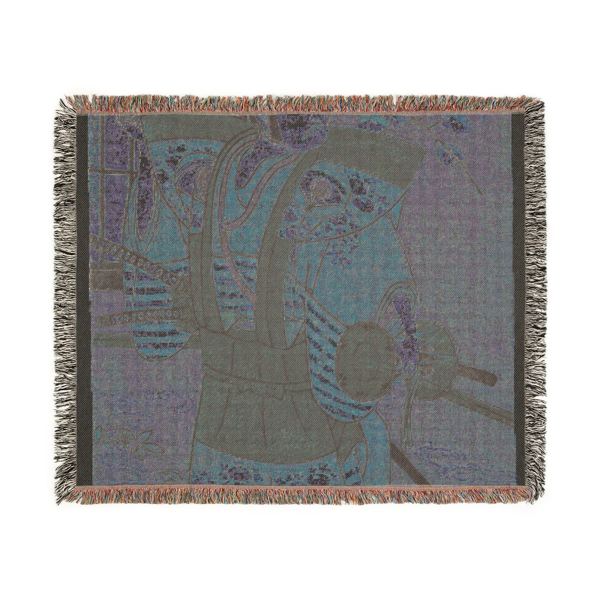Onoe Kikugorō I as Izumi no Saburō in the Play Snowflakes: Plum Blossoms Kaomise Woven Throw Blanket - Image 4