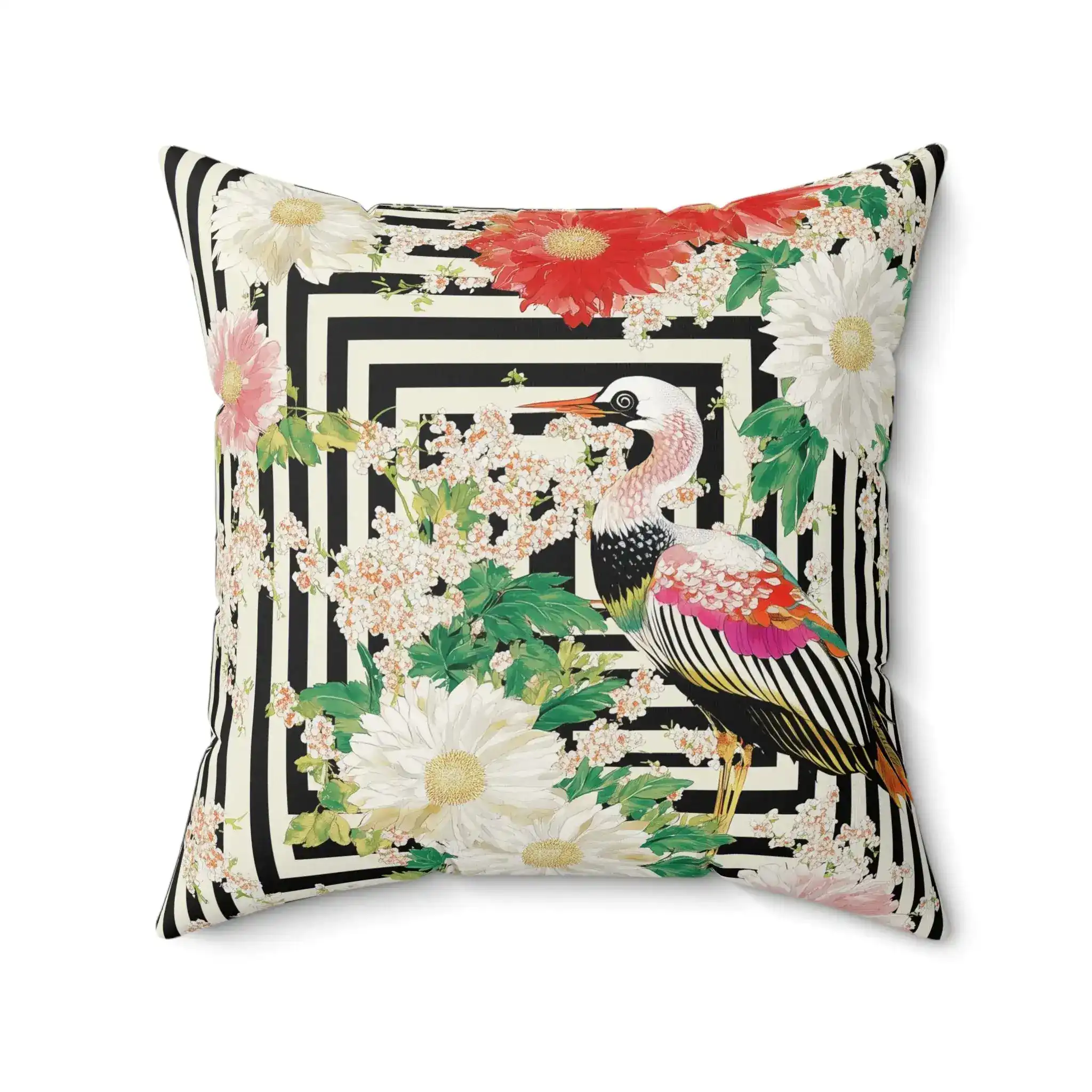 Opulent Crane & Dahlia Throw Pillow - Image 6