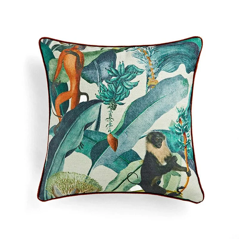 Opulent Jungle Monarchs - Vintage Monkey Print Pillow Cover - Image 2