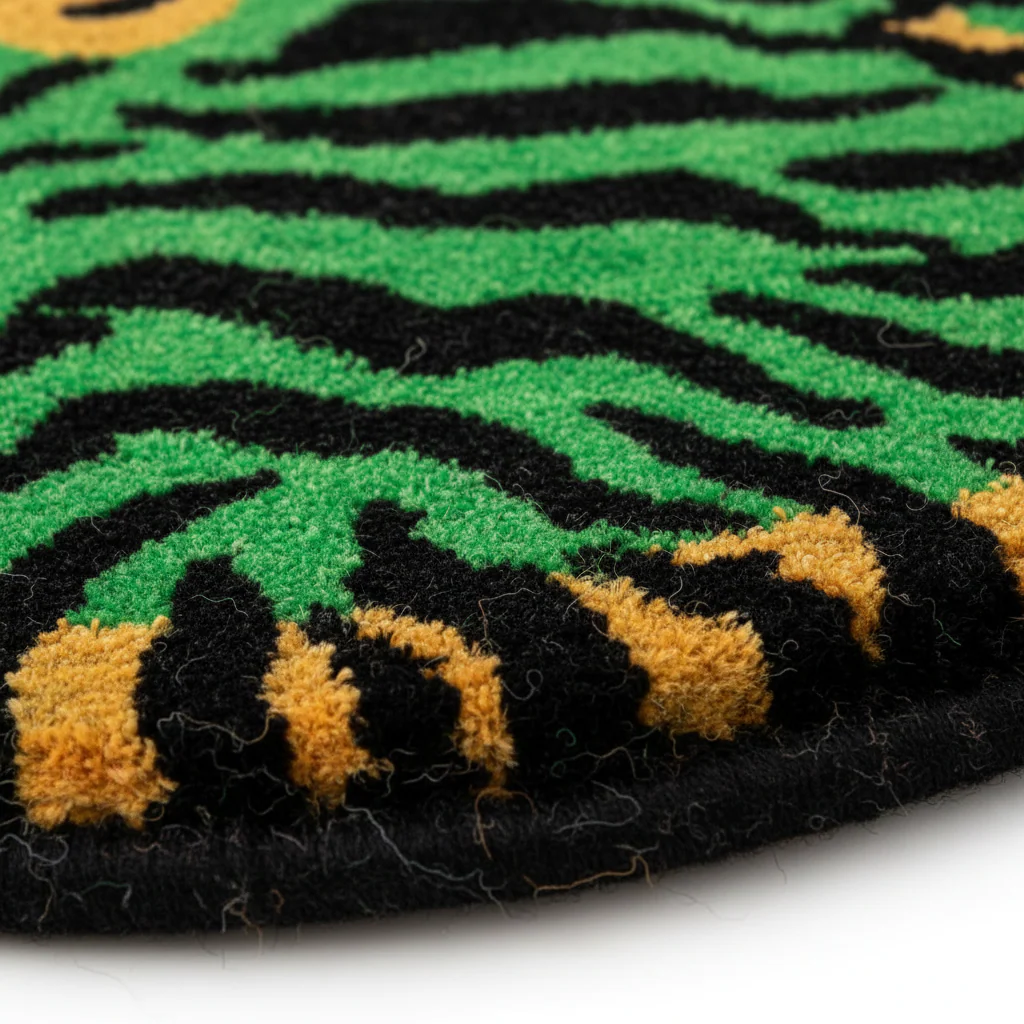Orange and Green Tiger Yogi Accent Wool Rug - Image 3