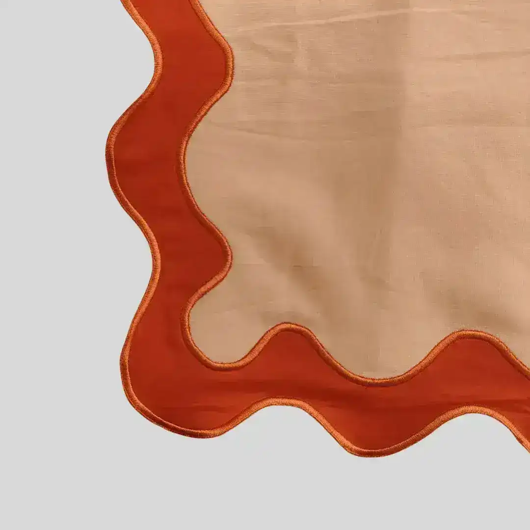 Orange Scallop 100% Linen Placemats - Image 2