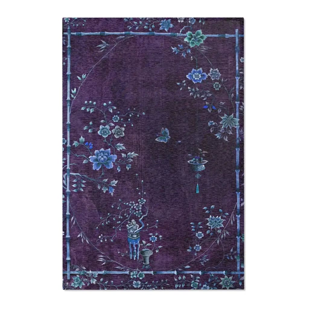 Orchid Garden Purple Oriental Accent Rug 4 x 6 ft - Image 2