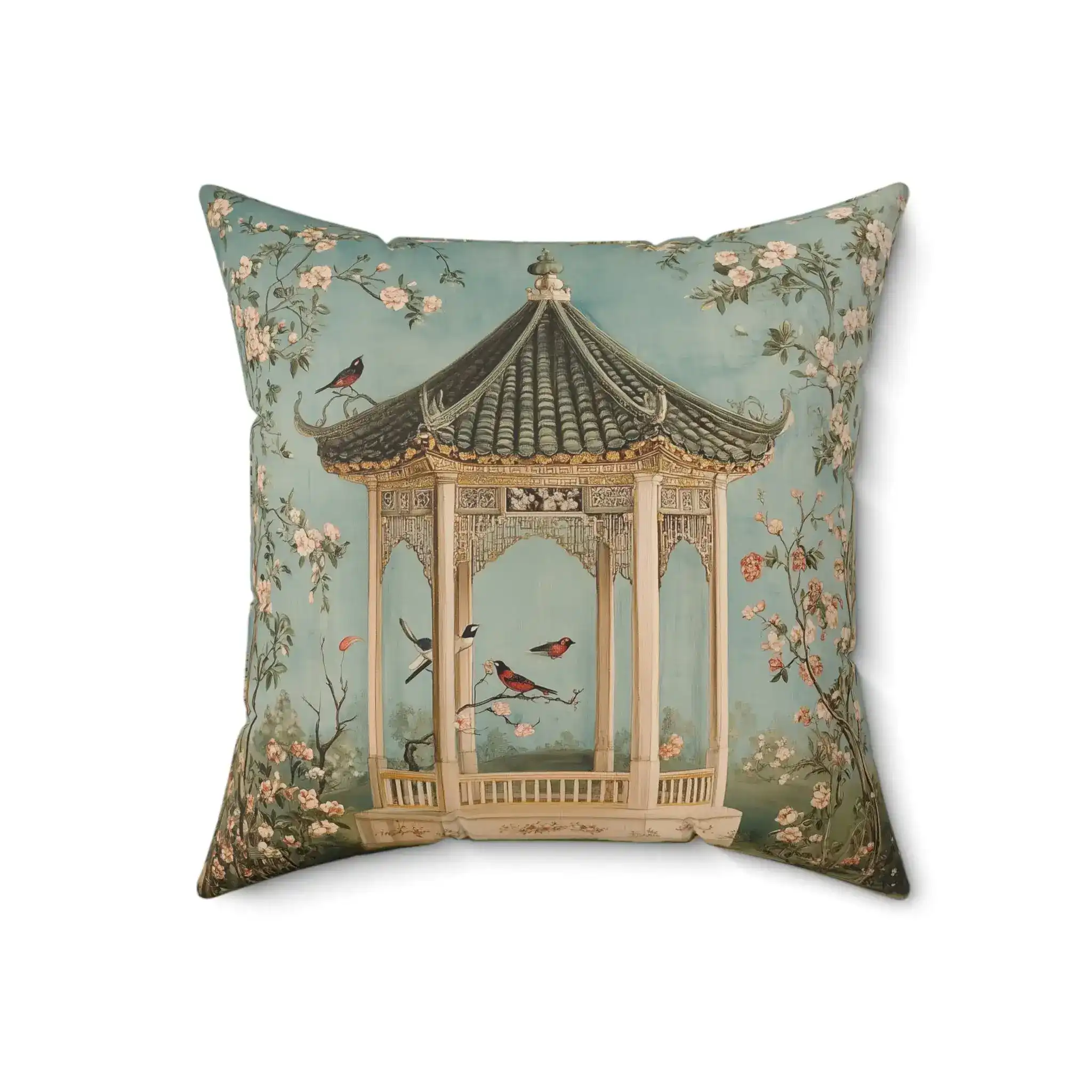 Oriental Garden Pavilion Throw Pillow - Image 3