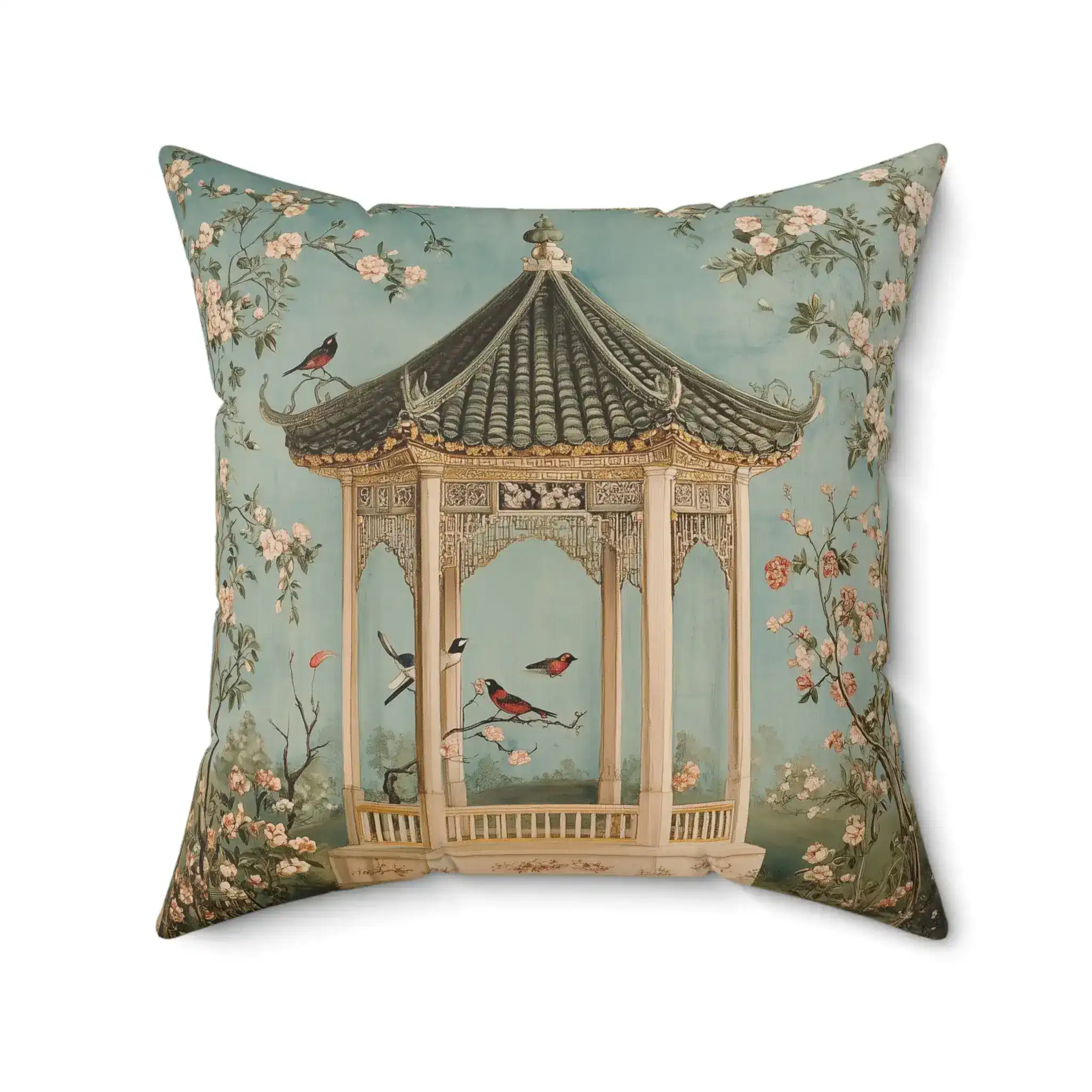 Oriental Garden Pavilion Throw Pillow - Image 4