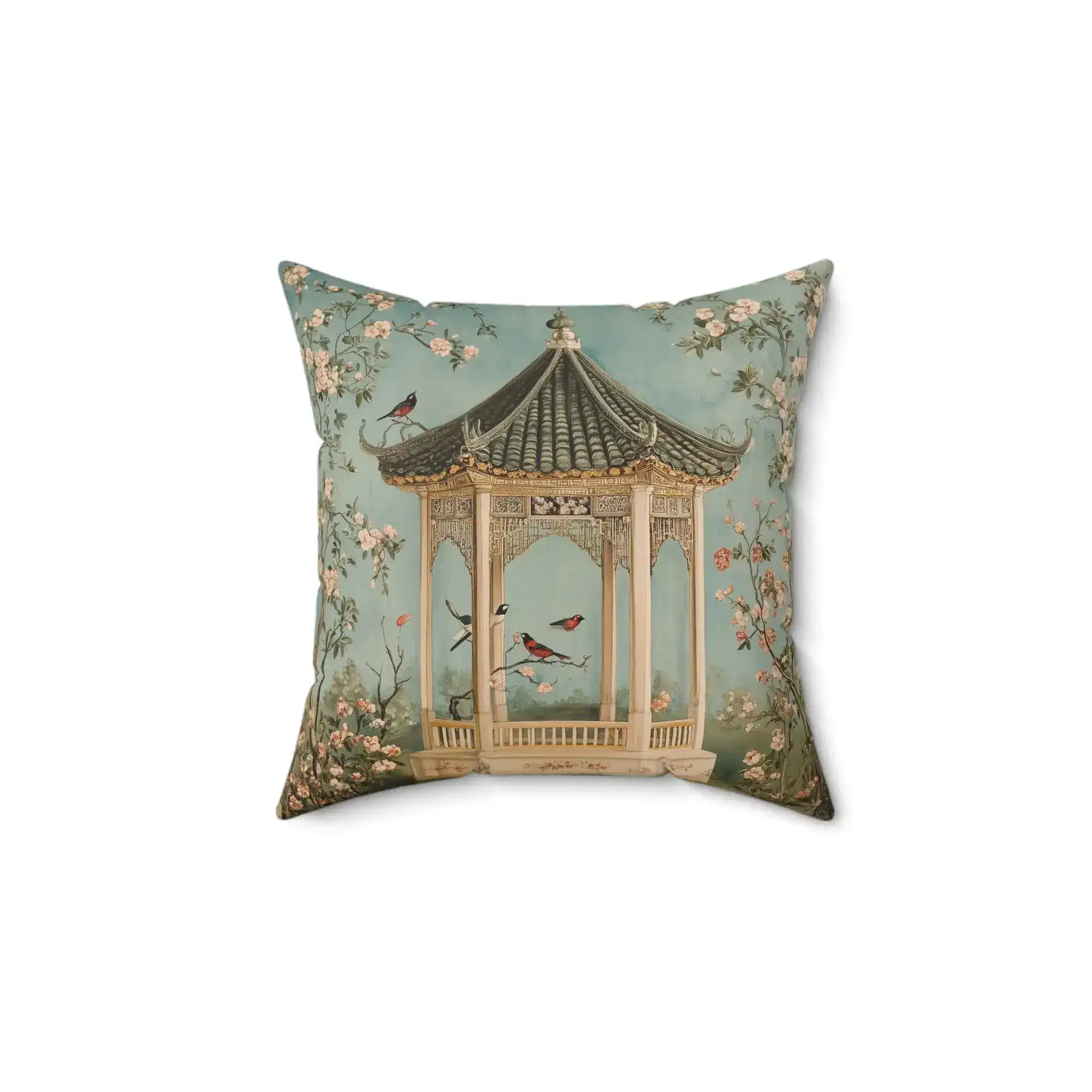 Oriental Garden Pavilion Throw Pillow - Image 5