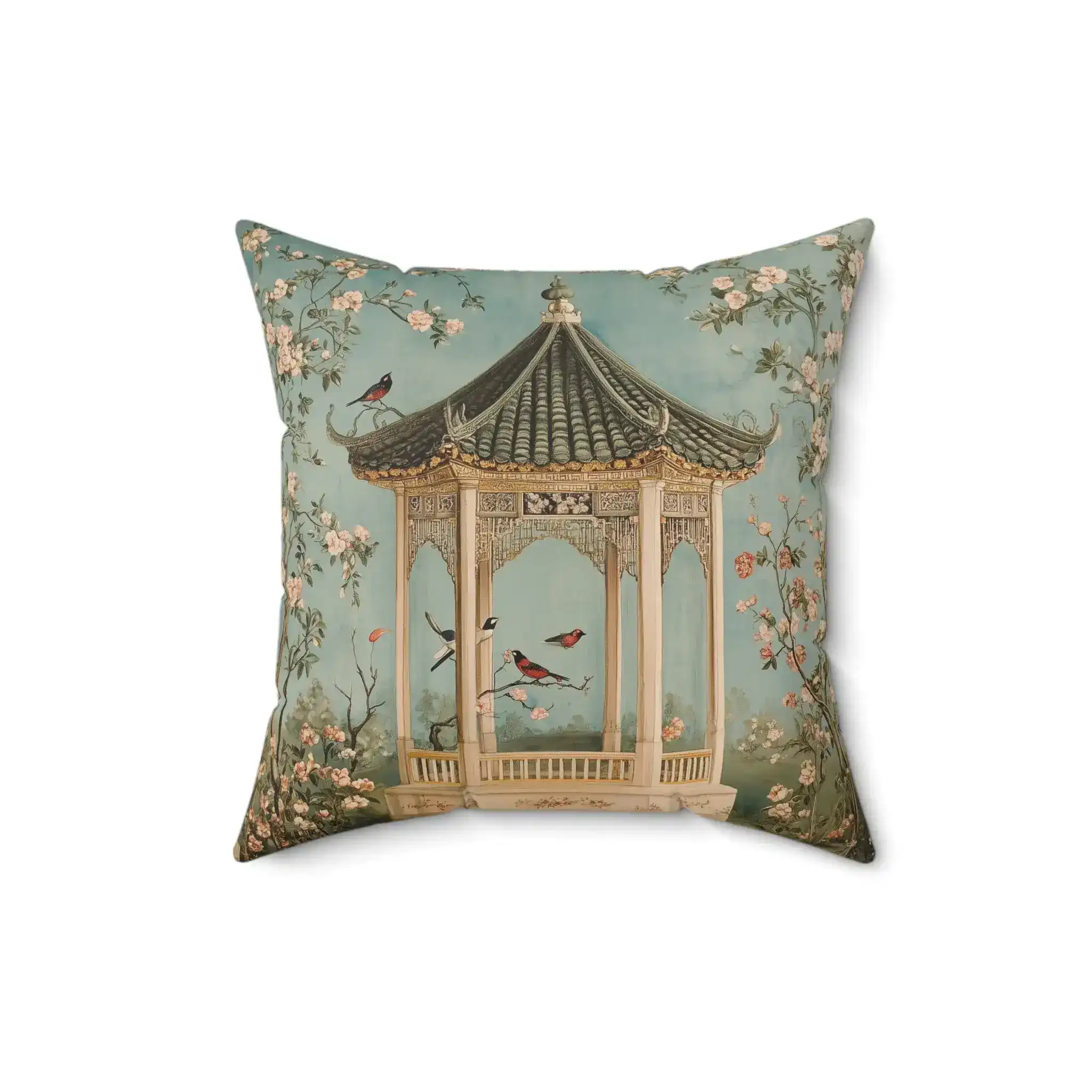 Oriental Garden Pavilion Throw Pillow - Image 7