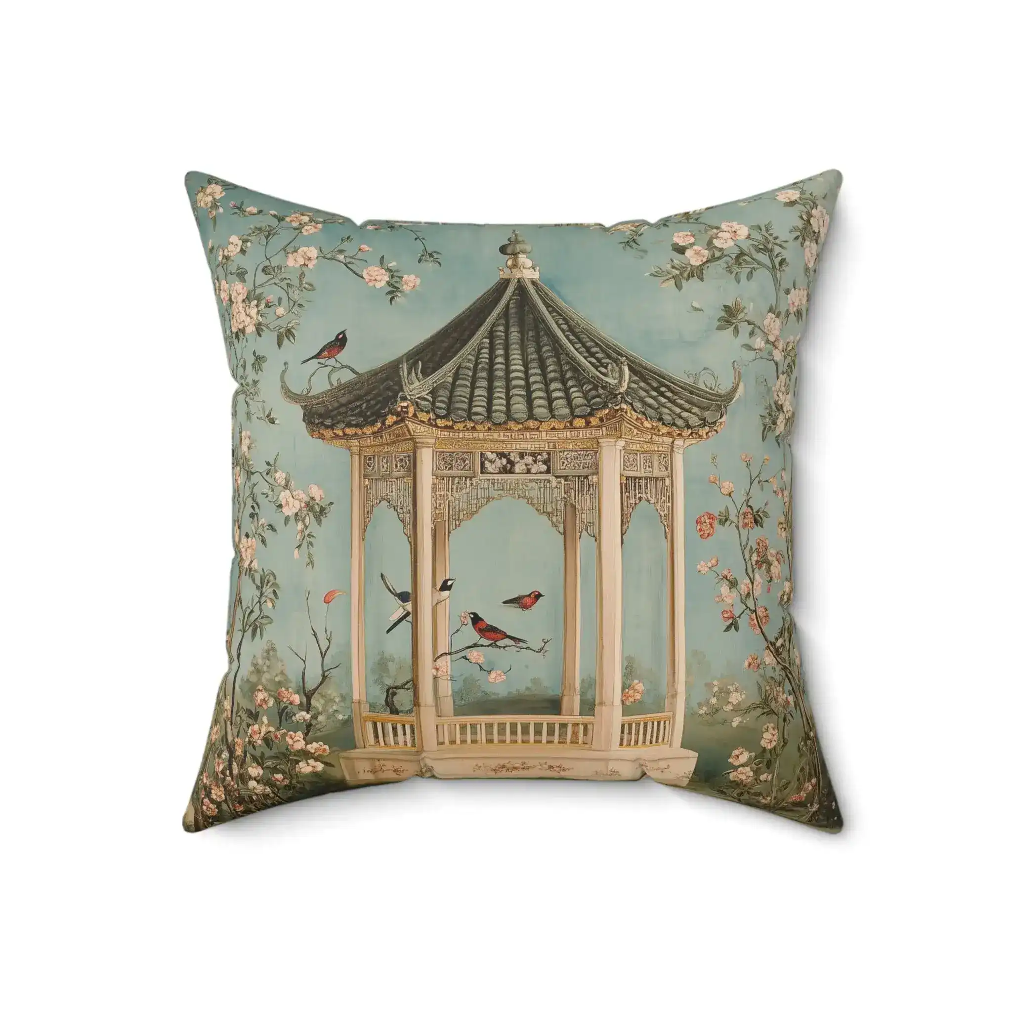 Oriental Garden Pavilion Throw Pillow - Image 9