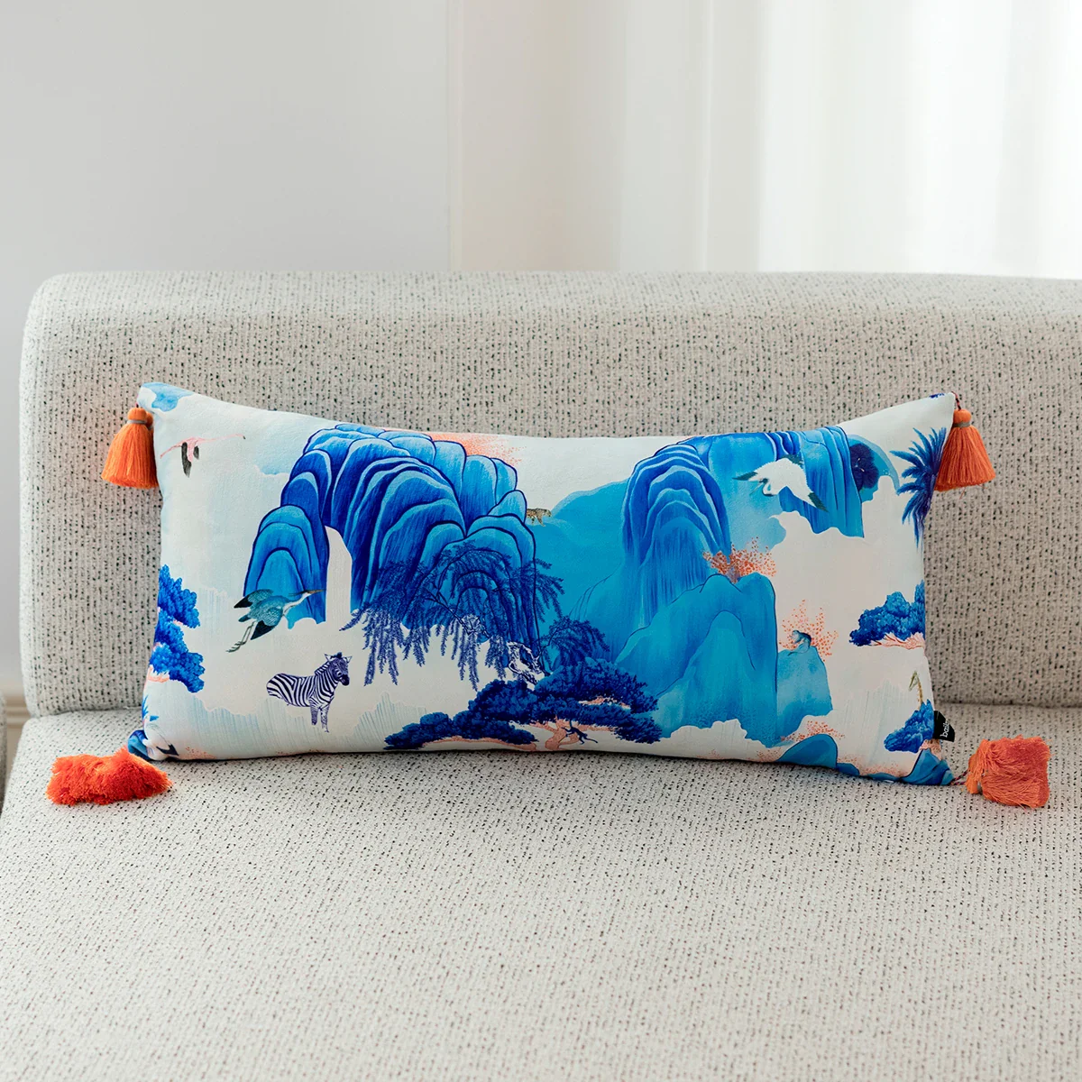 Oriental Garden Zebra Cushion Cover with Tassels