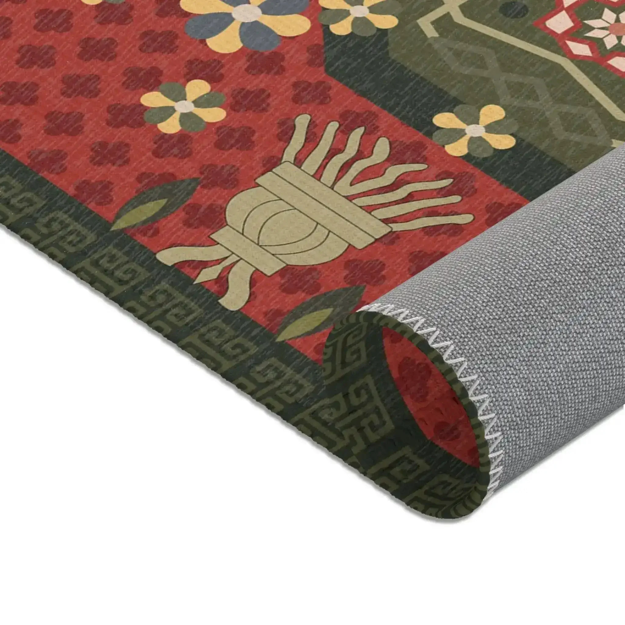 Oriental Medallion Red and Green Accent Rug - Image 7