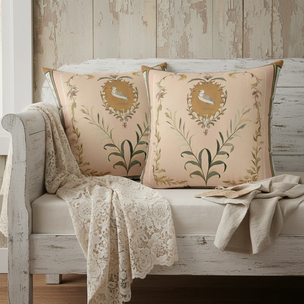 Ornamental Dove Cameo Throw Pillow - Image 2