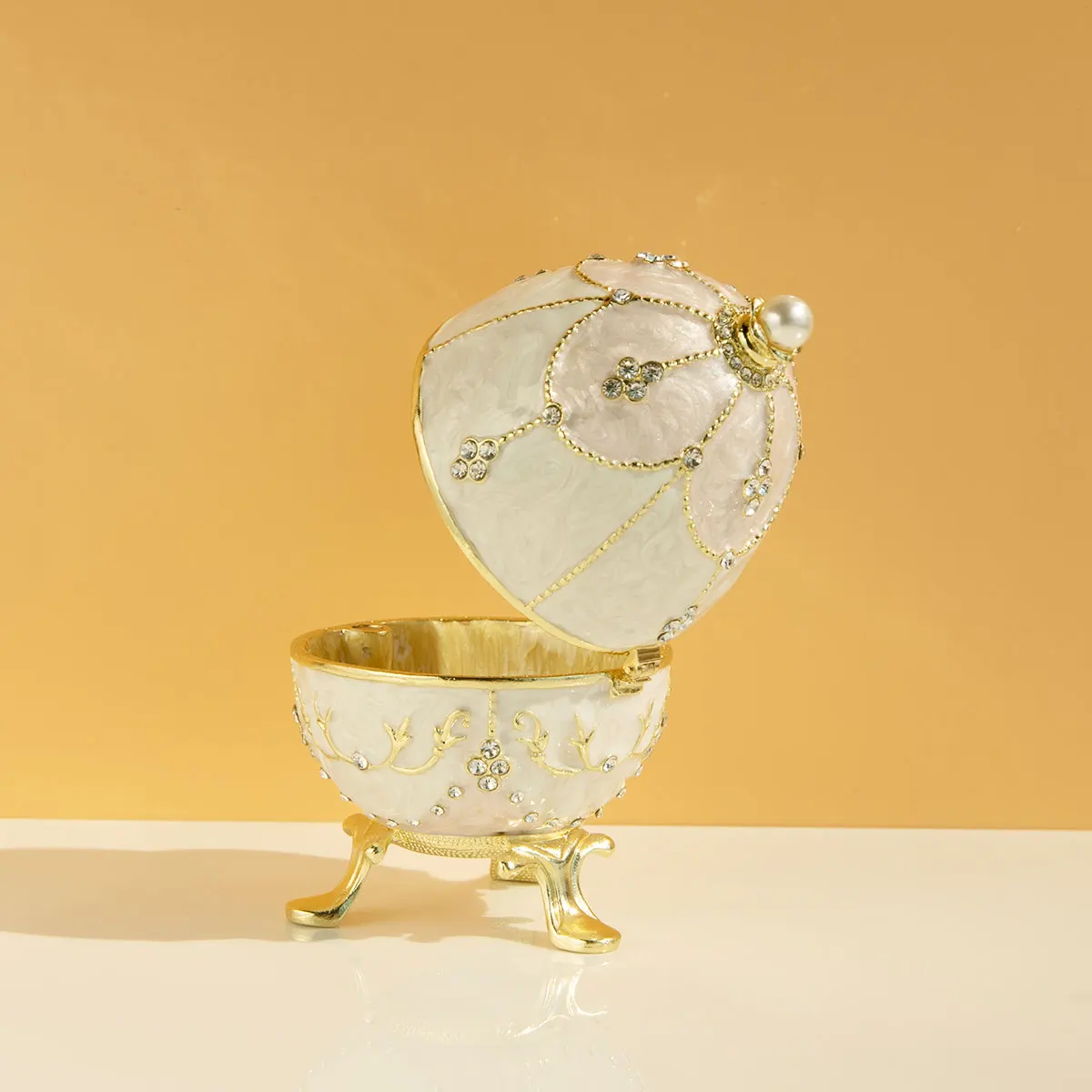 Ornate Enameled Easter Egg Jewelry Box - Image 2