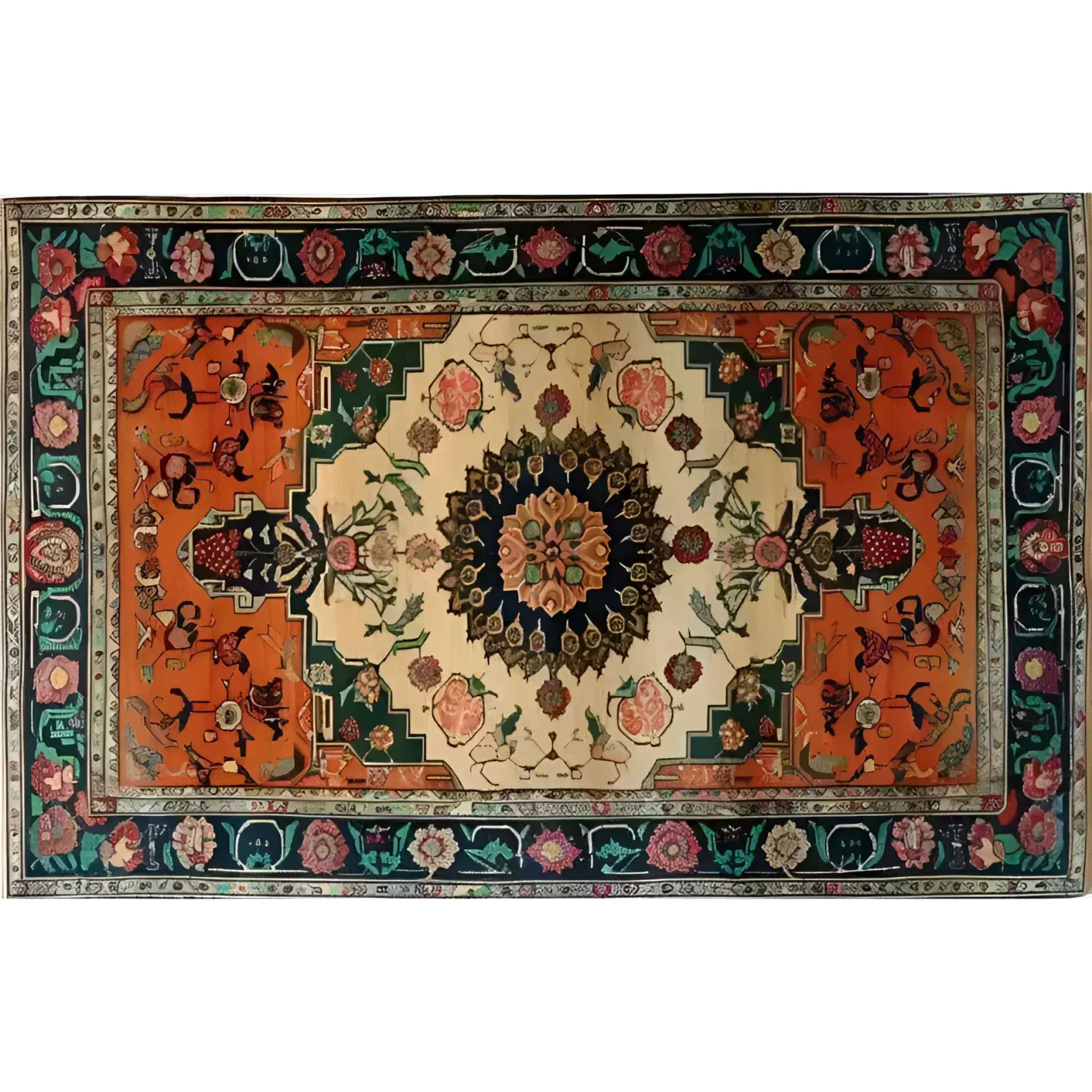 Ornate Floral Crest Hand Knotted Area Rug - Image 3