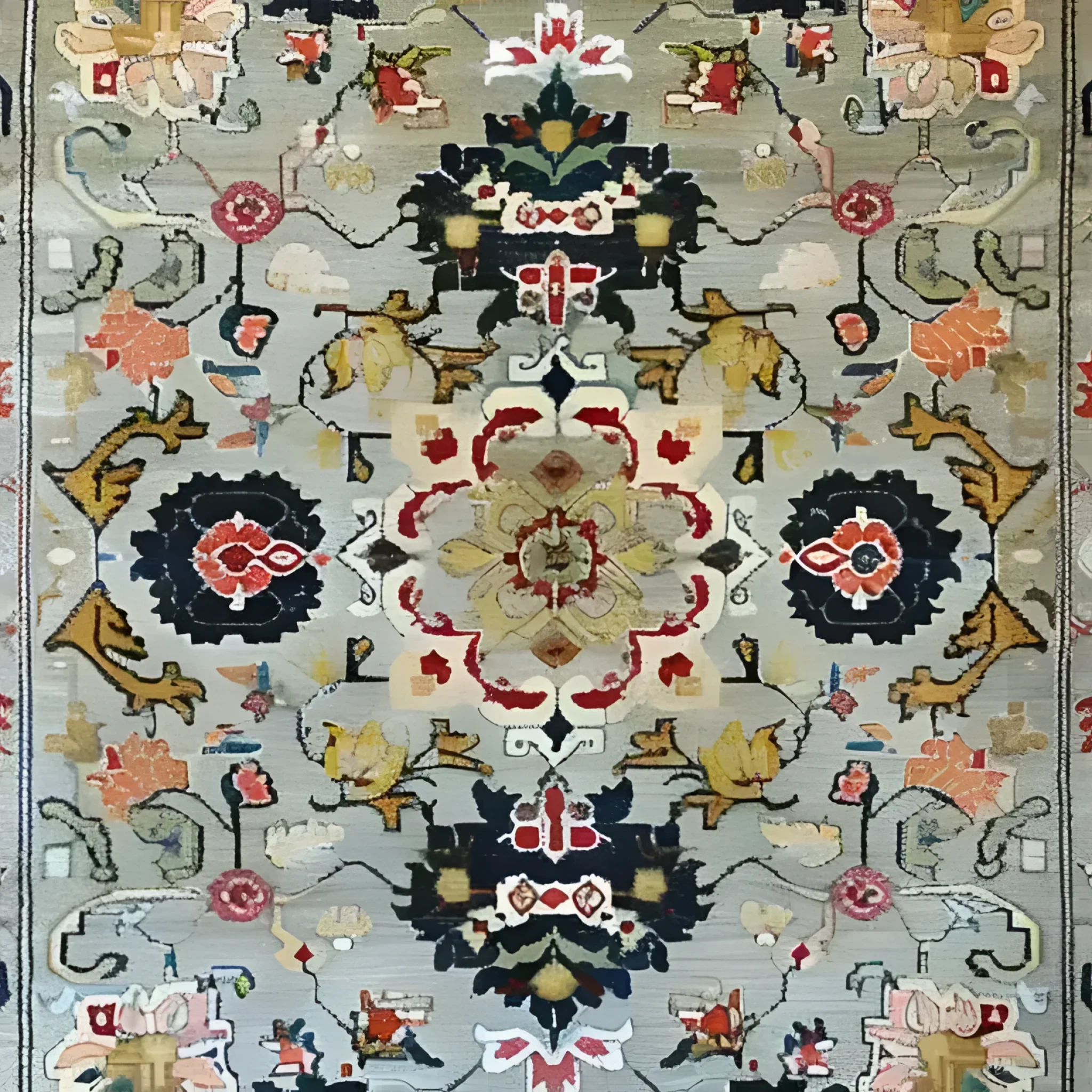 Ornate Floral Harmony Hard Viscose Hand Knotted Wool Rug - Image 4
