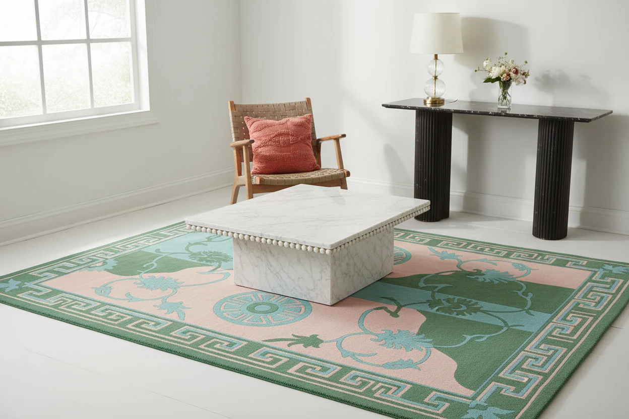 Ornate Garden Scroll Hand Tufted Wool Rug - Image 2