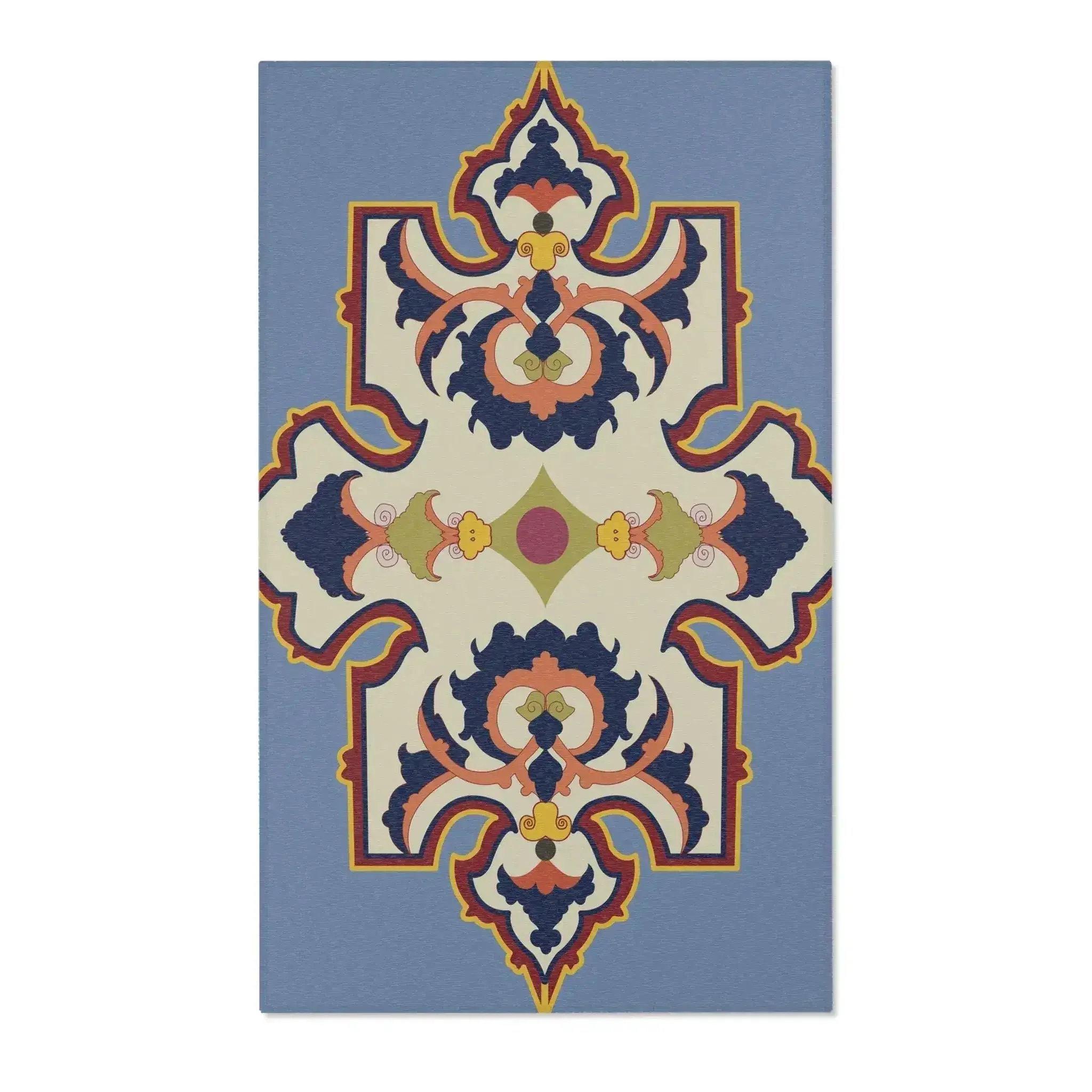 Ornate Medallion Blue Accent Rug