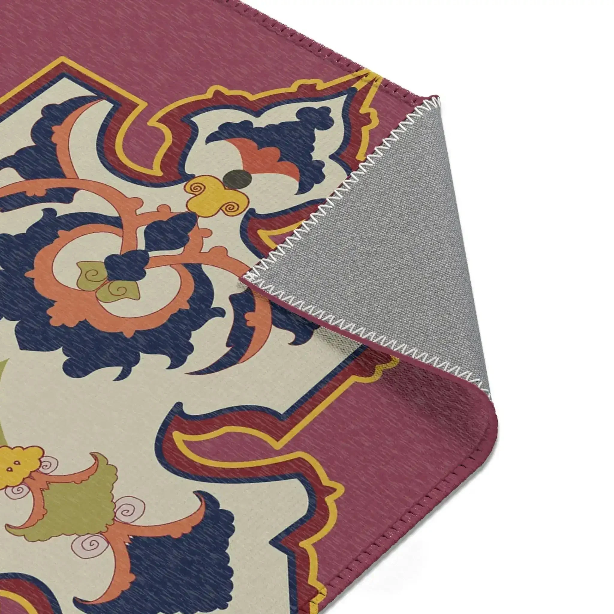 Ornate Medallion Maroon Accent Rug - Image 6