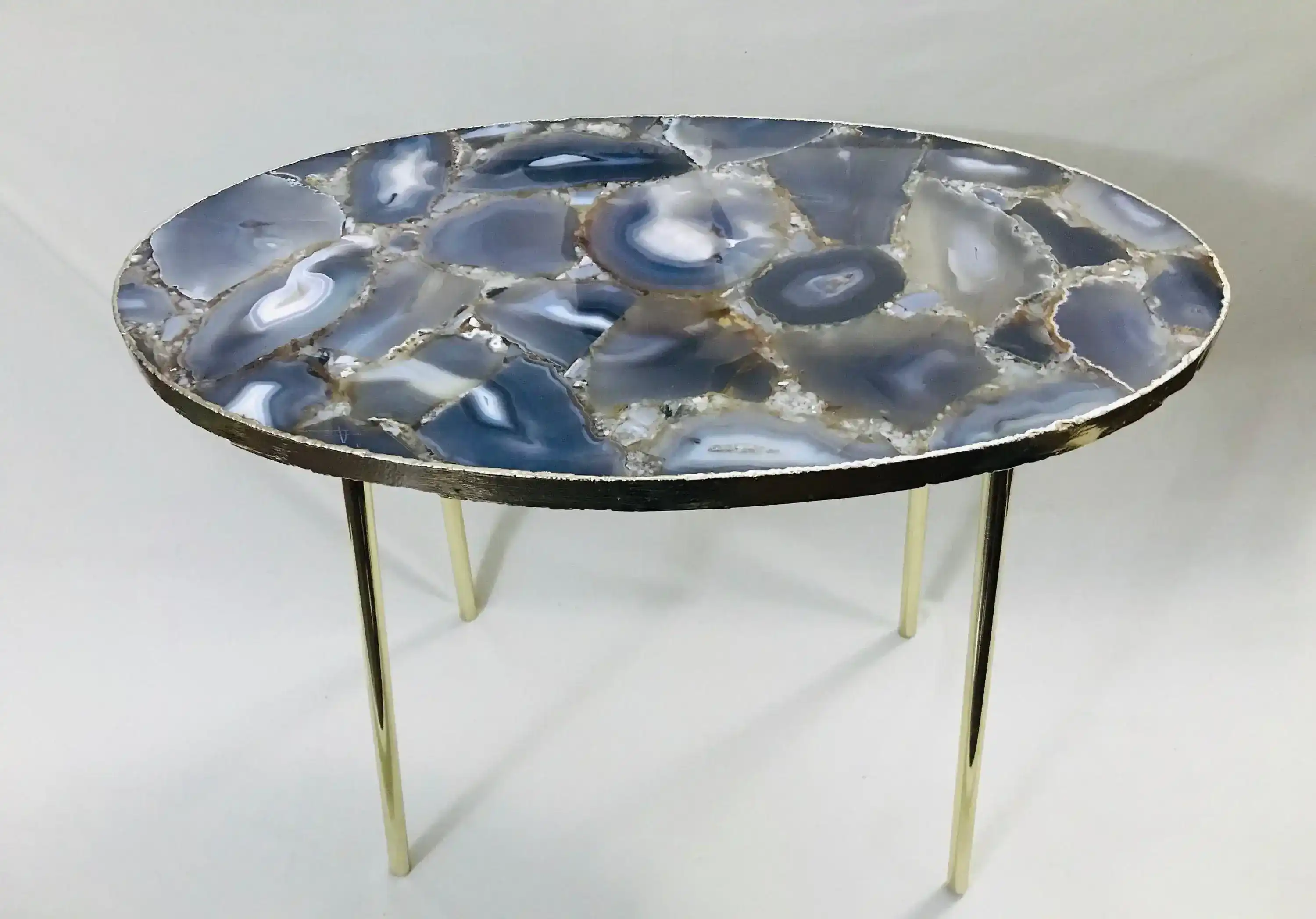 Oval Agate Gemstone Quartz Organic Edge Side Table - Image 3