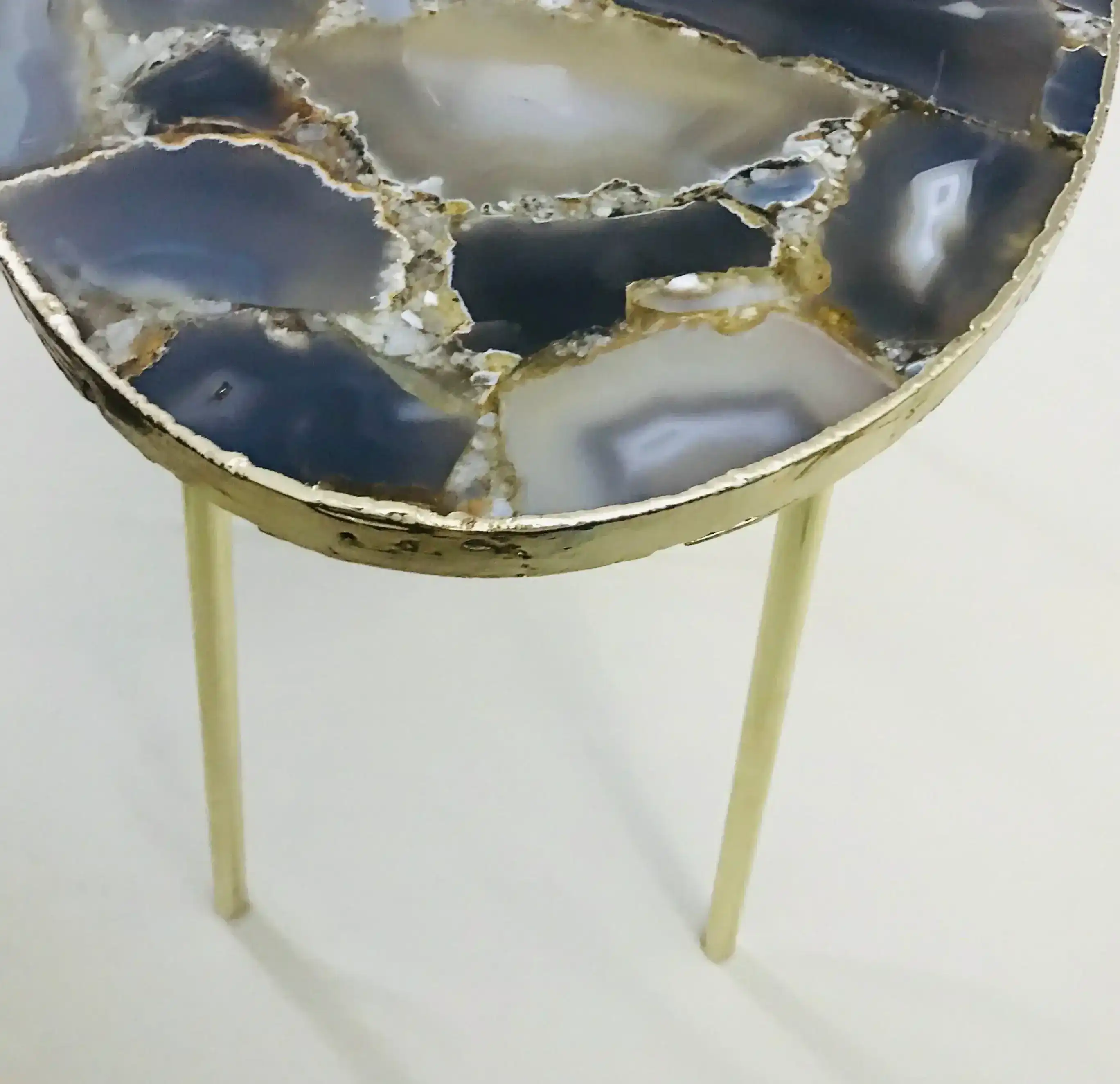 Oval Agate Gemstone Quartz Organic Edge Side Table - Image 4