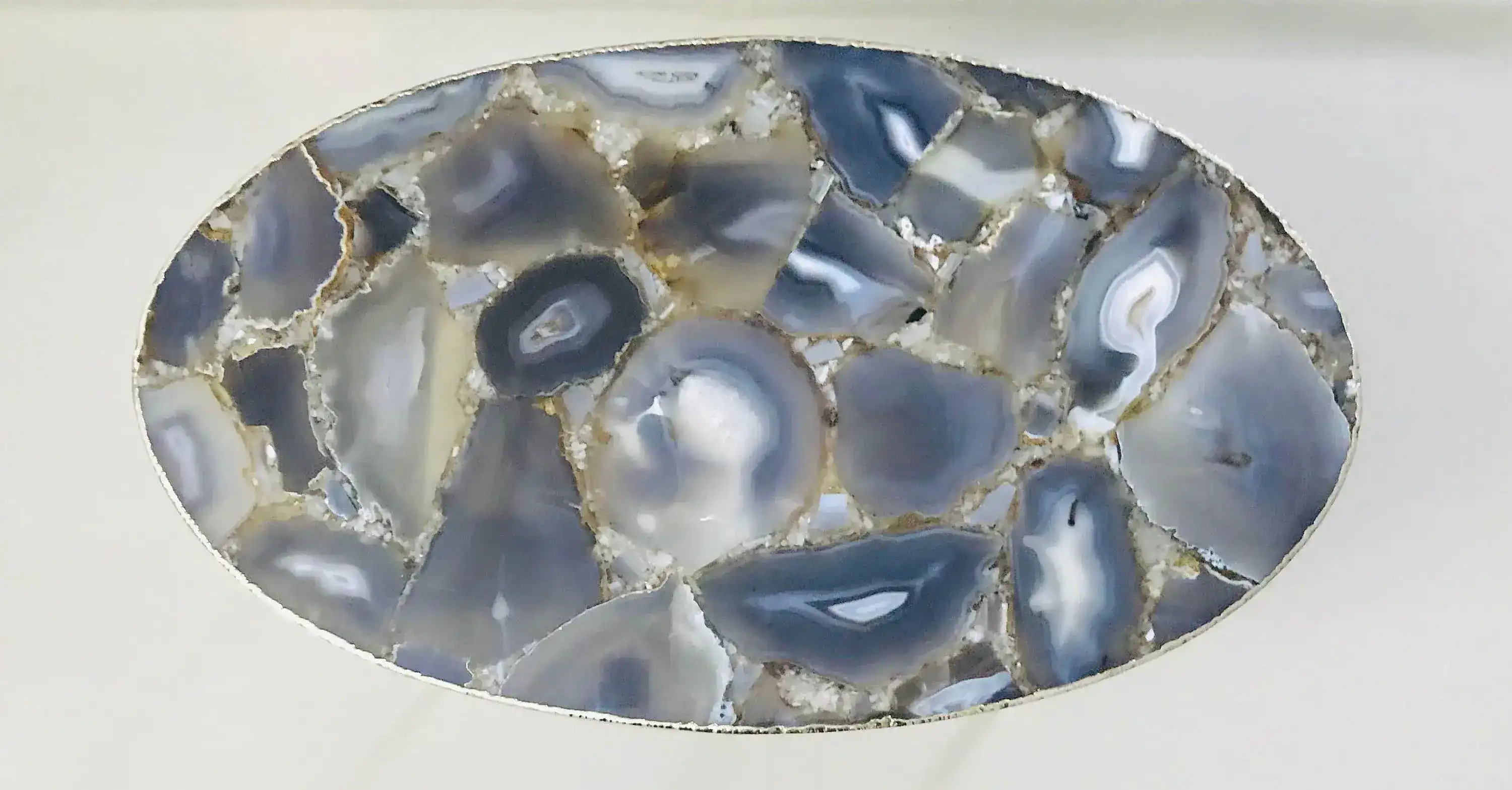Oval Agate Gemstone Quartz Organic Edge Side Table - Image 5