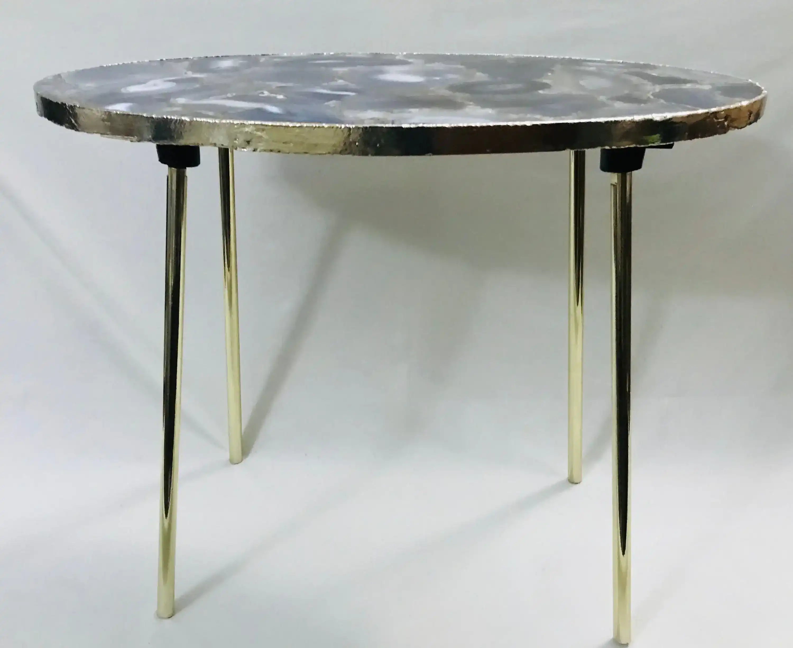 Oval Agate Gemstone Quartz Organic Edge Side Table - Image 6