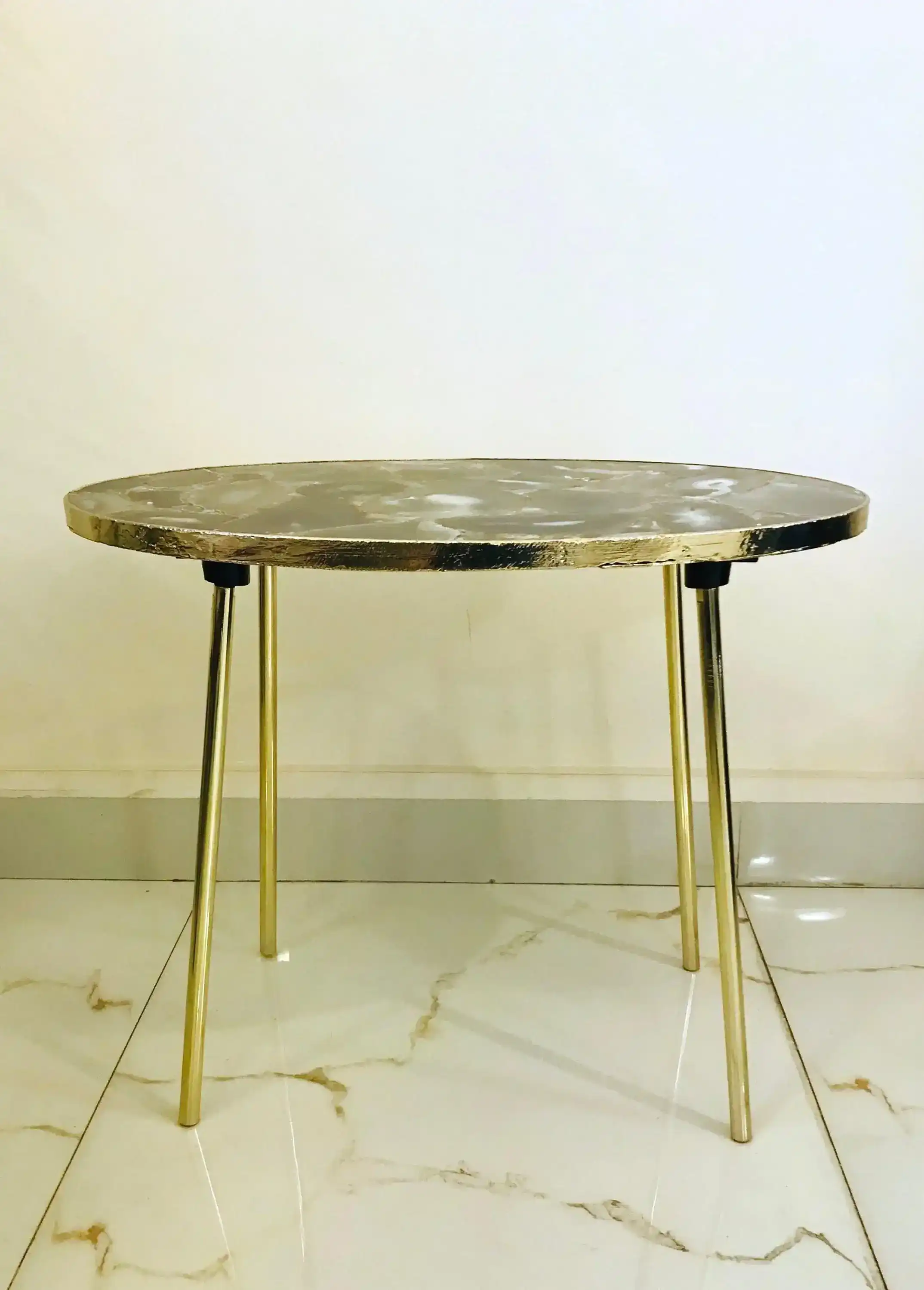 Oval Agate Gemstone Quartz Organic Edge Side Table - Image 7