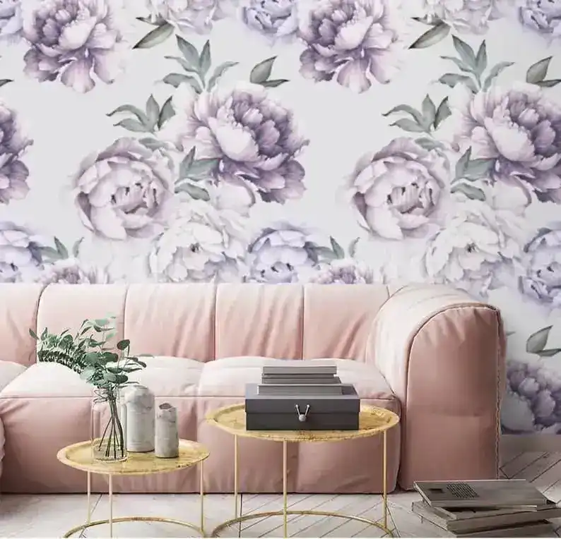 Oversized Purple Floral Wall Mural - Image 6