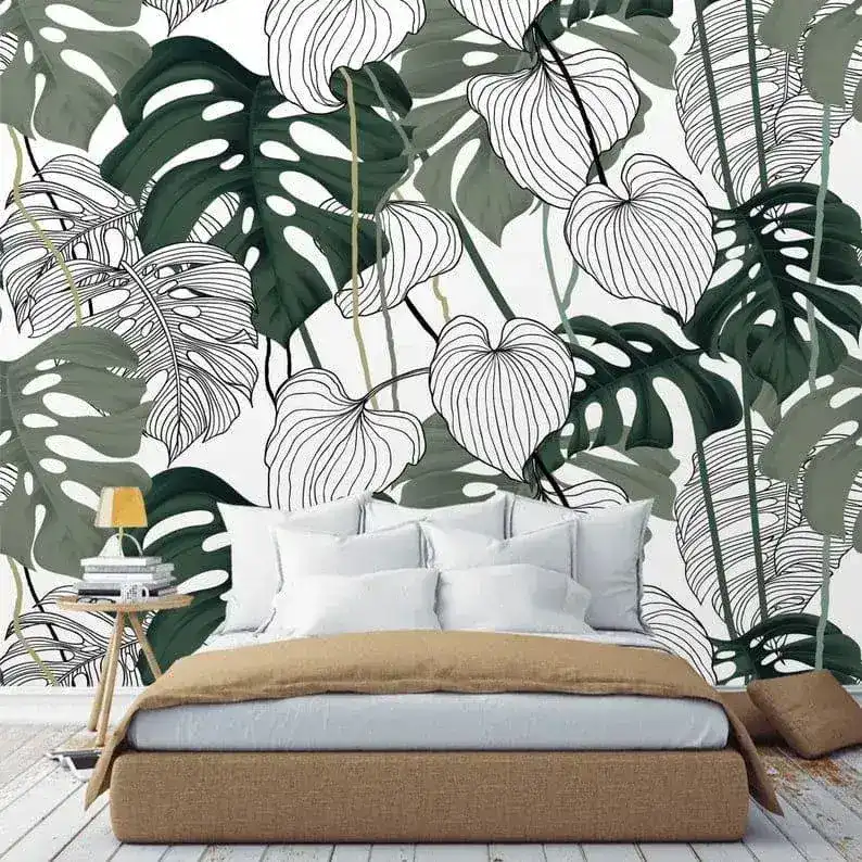 Oversized Tropical Monstera Leaves Wallpaper - Image 8