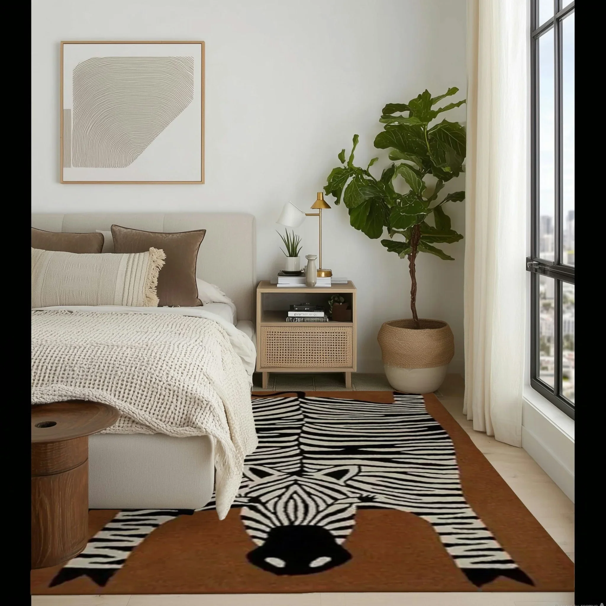 Oversized Zebra Hand Tufted Wool Rug - Image 7