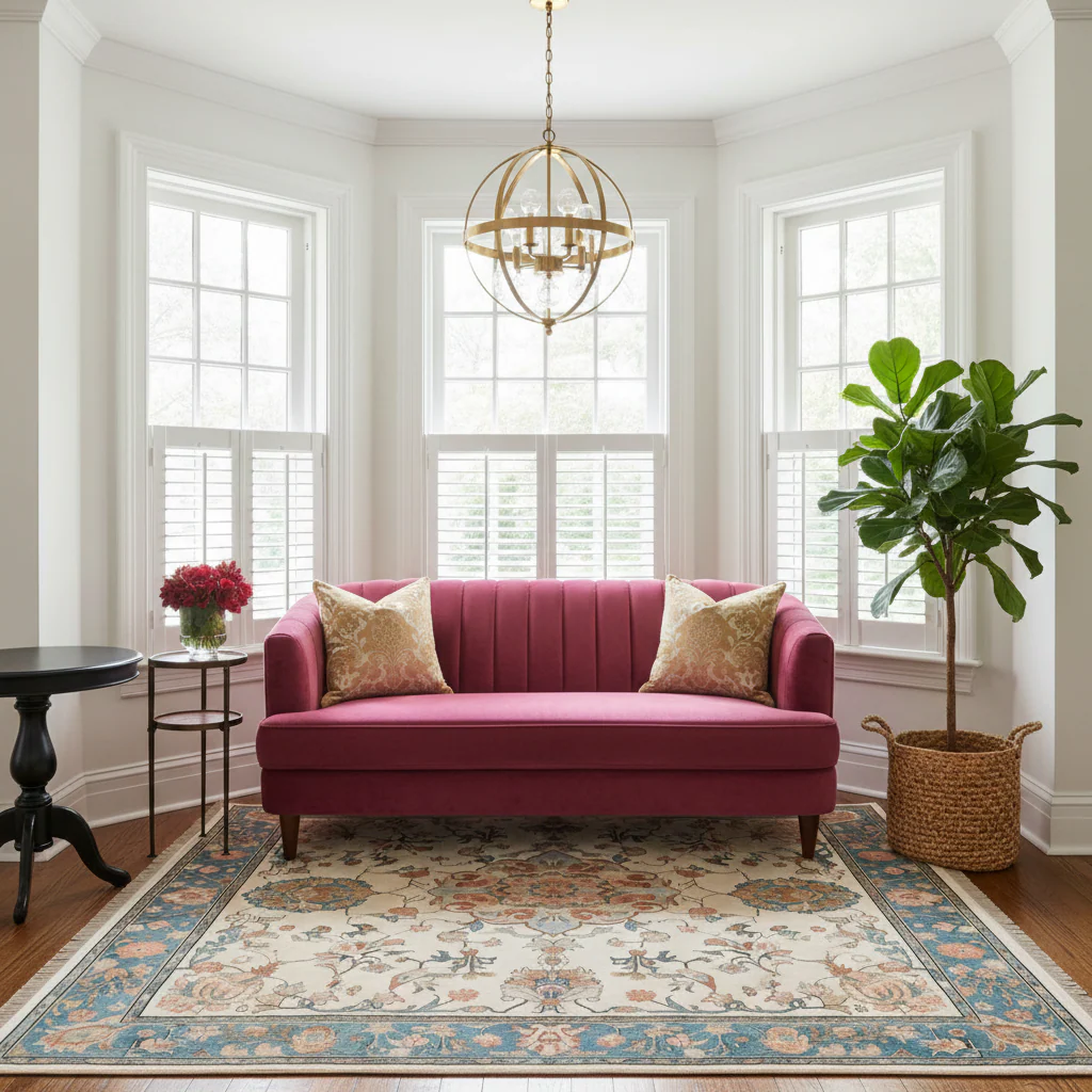Palace Blossoms Knotted Wool Rug - Image 2