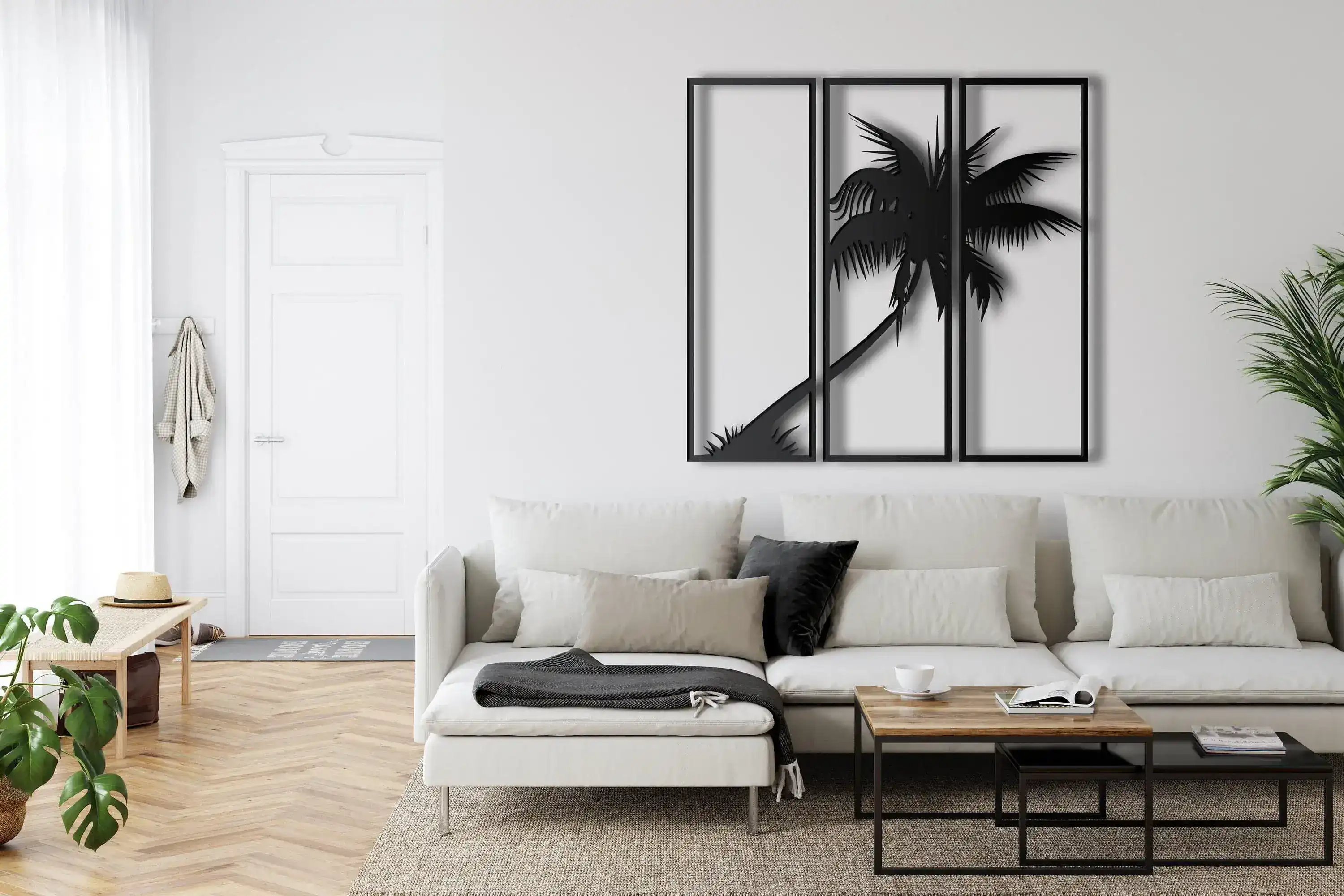 Palm Tree 3 Panels Metal Wall Art - Image 2