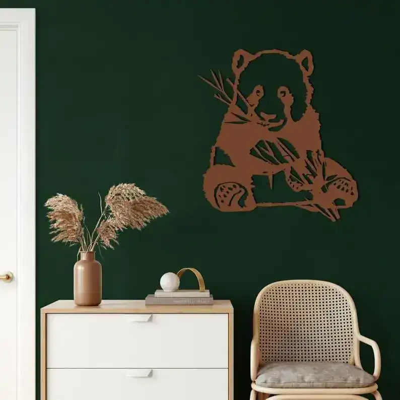 Panda Eating Bamboo Metal Wall Art - Image 4