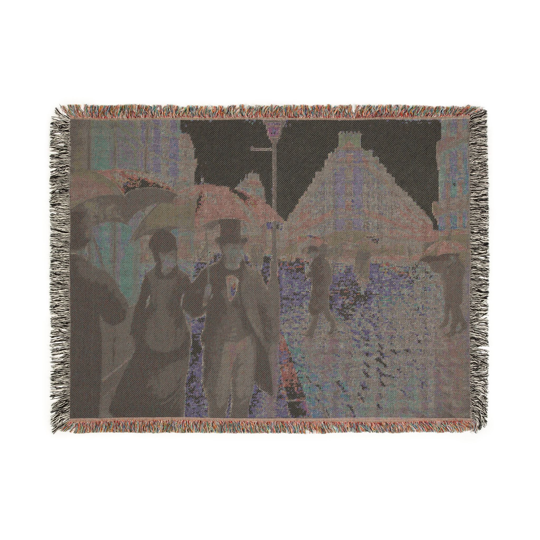 paris-street-rainy-day-gustave-caillebotte | Woven Tapestry Blanket - Image 12