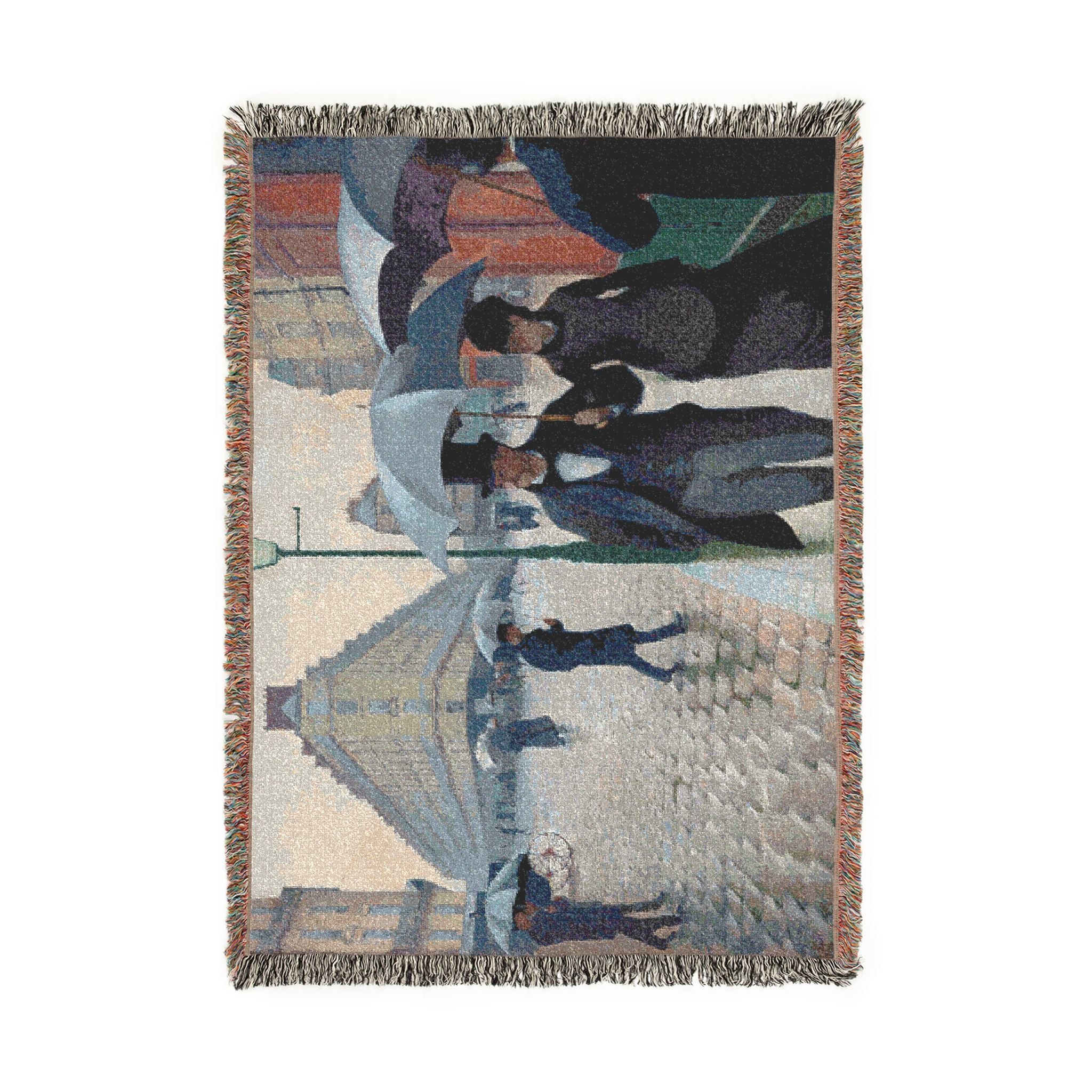 paris-street-rainy-day-gustave-caillebotte | Woven Tapestry Blanket - Image 6