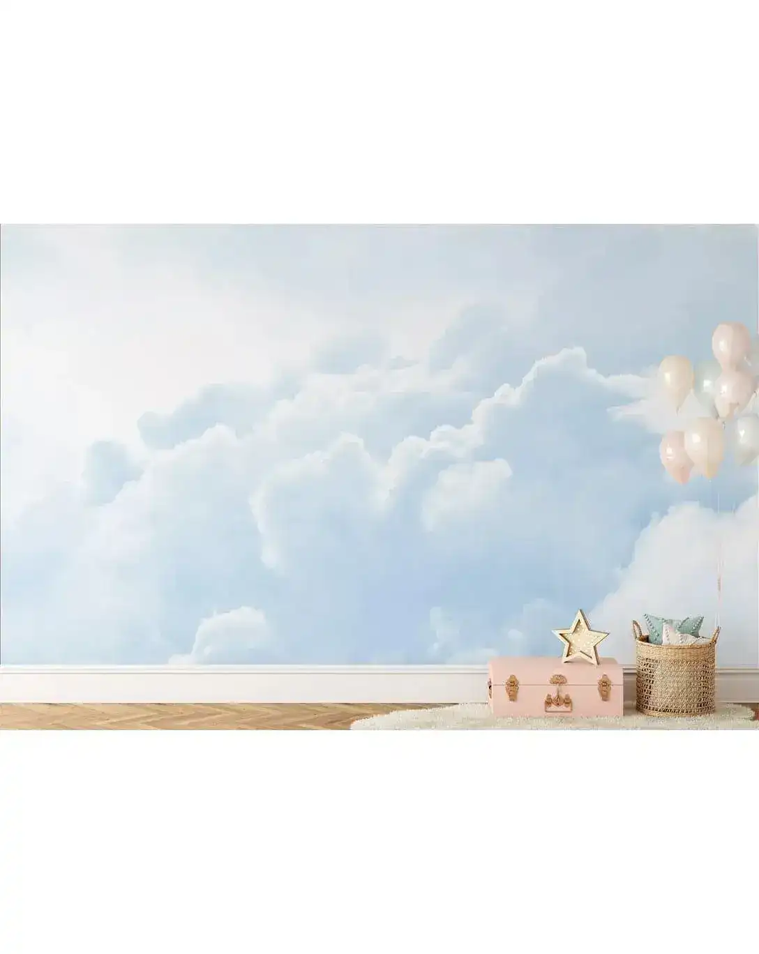 Pastel Blue Sky Clouds Bedroom Wall Mural - Image 4
