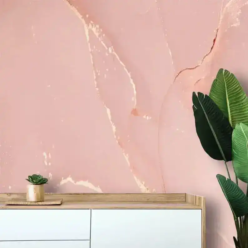 Pastel Blush Pink Marble Wallpaper Mural - Image 3
