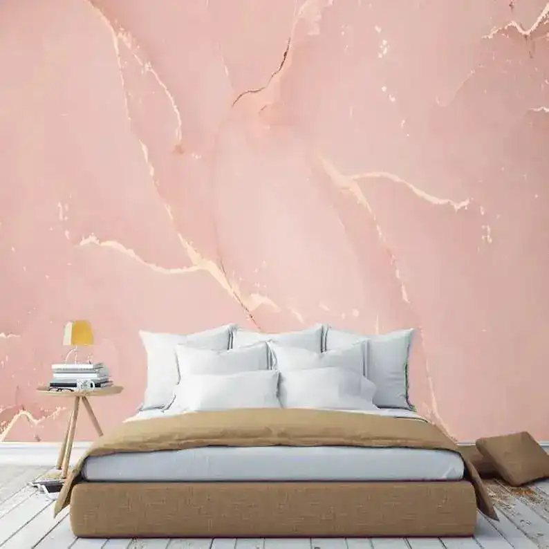 Pastel Blush Pink Marble Wallpaper Mural - Image 4