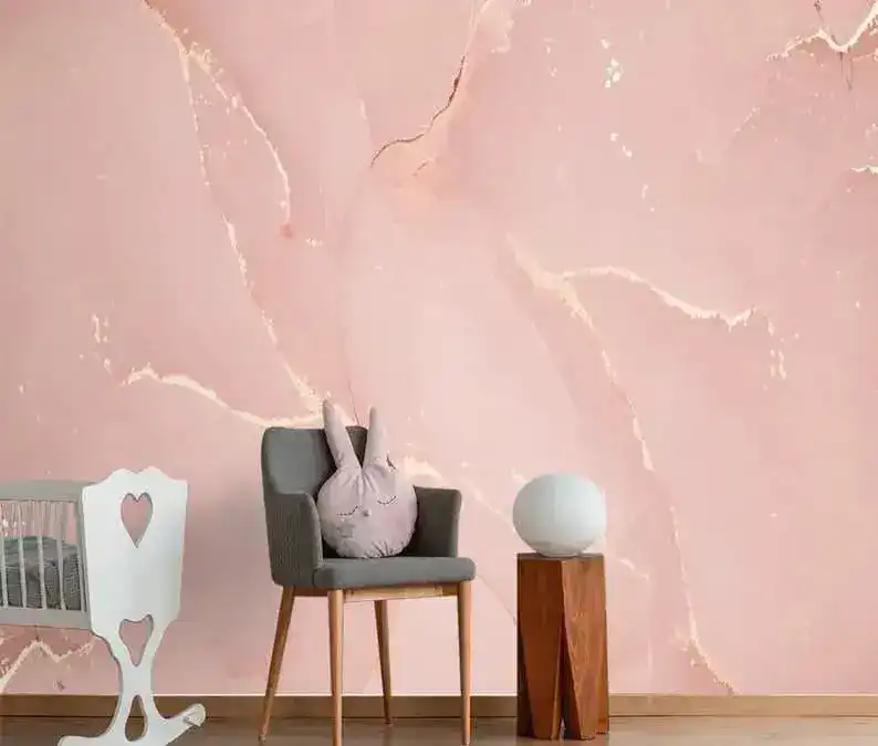 Pastel Blush Pink Marble Wallpaper Mural - Image 5