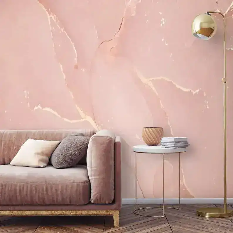 Pastel Blush Pink Marble Wallpaper Mural - Image 6
