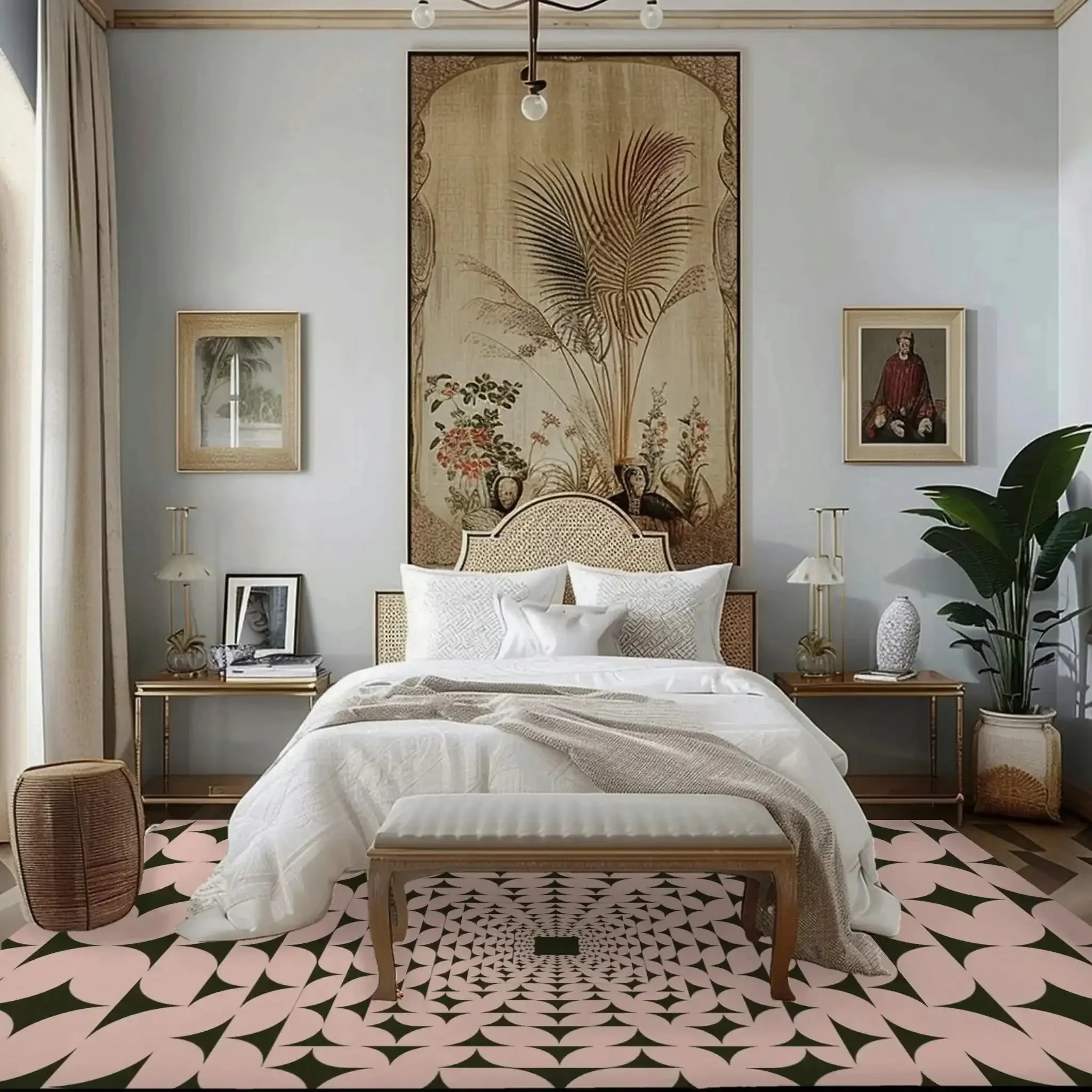Pastel Olive Green Illusion Hand Tufted Wool Rug - Image 3